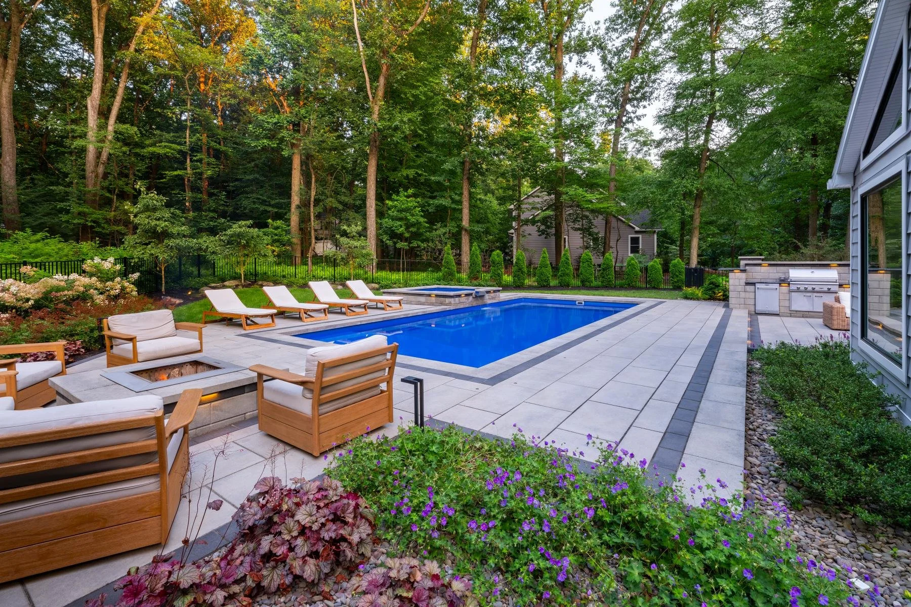 Modern inground Pool and backyard design in Hummelstown, PA
