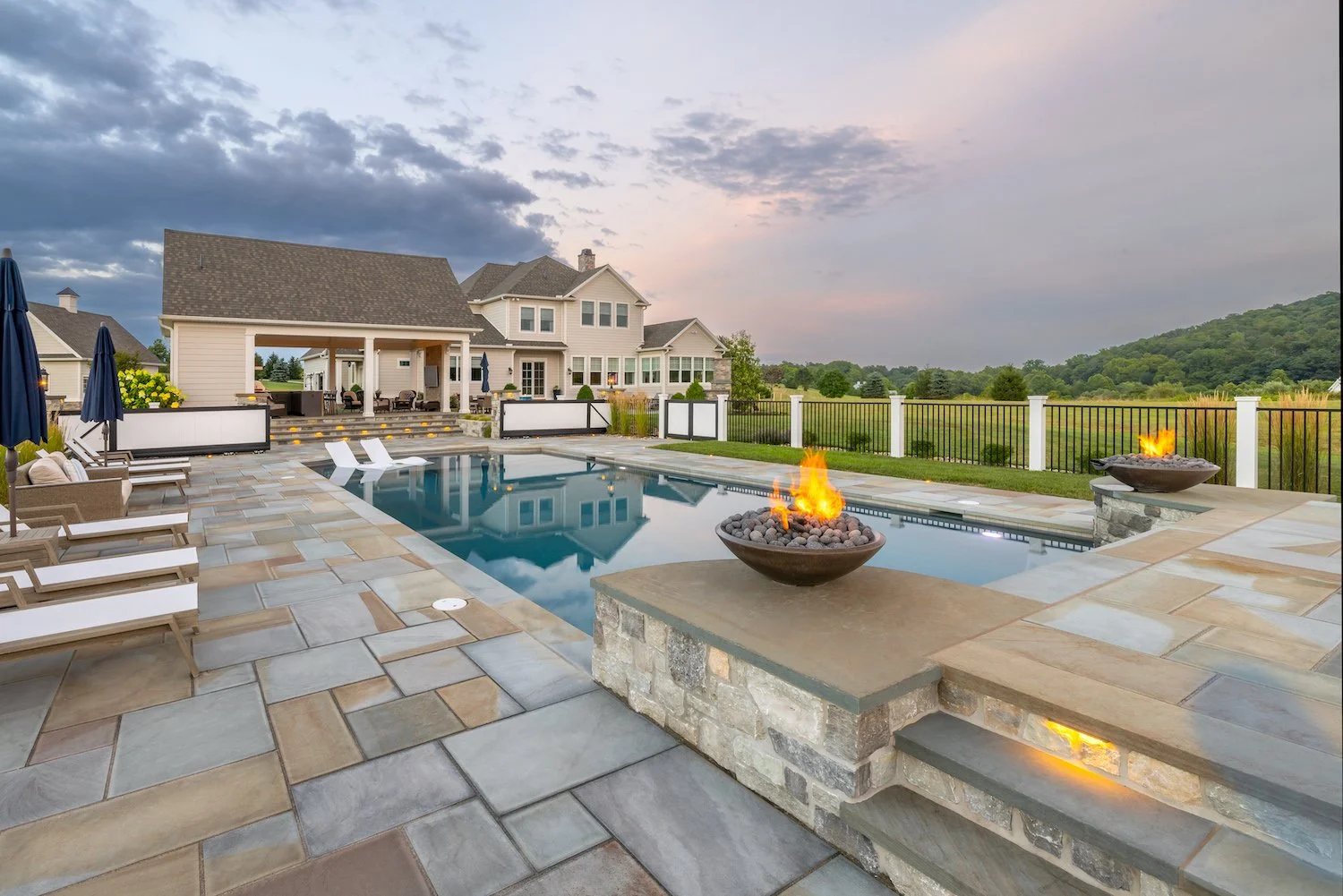 Inground pool and fire features in Linglestown, PA