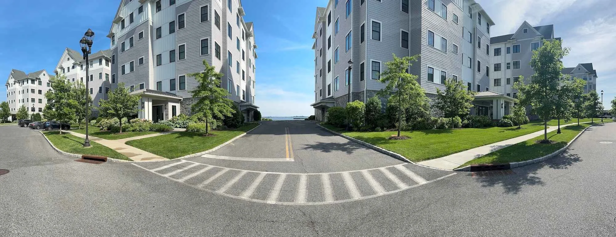 The exterior of a commercial building with landscaping and plantings in Westchester County, NY