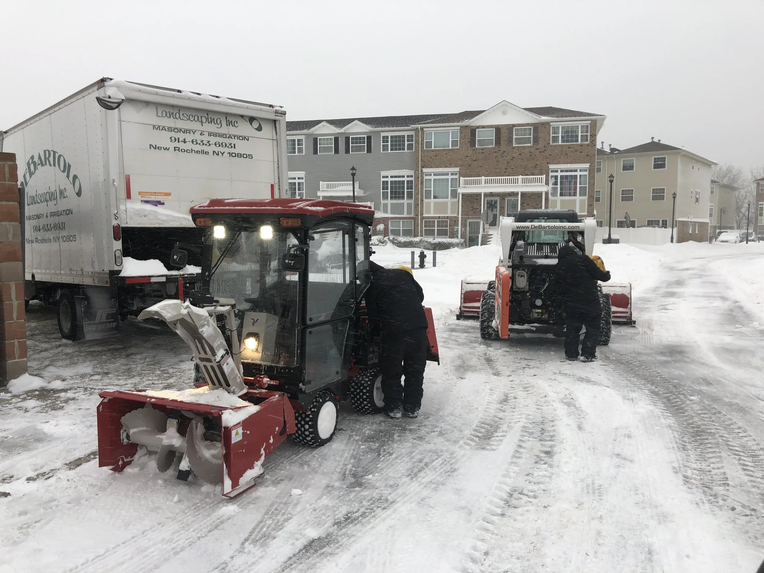 A commercial snow removal truck in Westchester County, NY