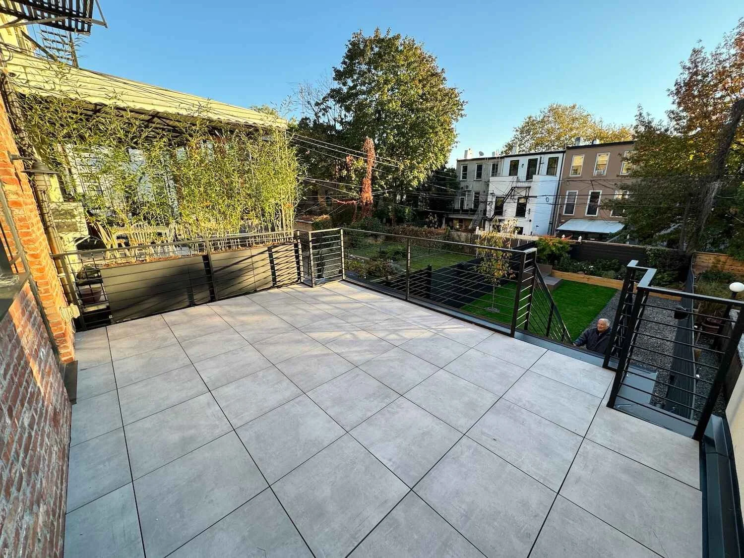 Paver patio in a residential backyard in Westchester County, NY