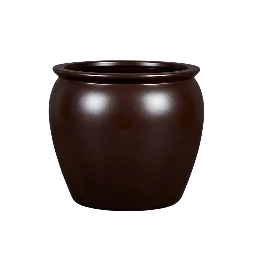 PurePots Quincy Fiberglass Pot-dark brown-plant.jpg