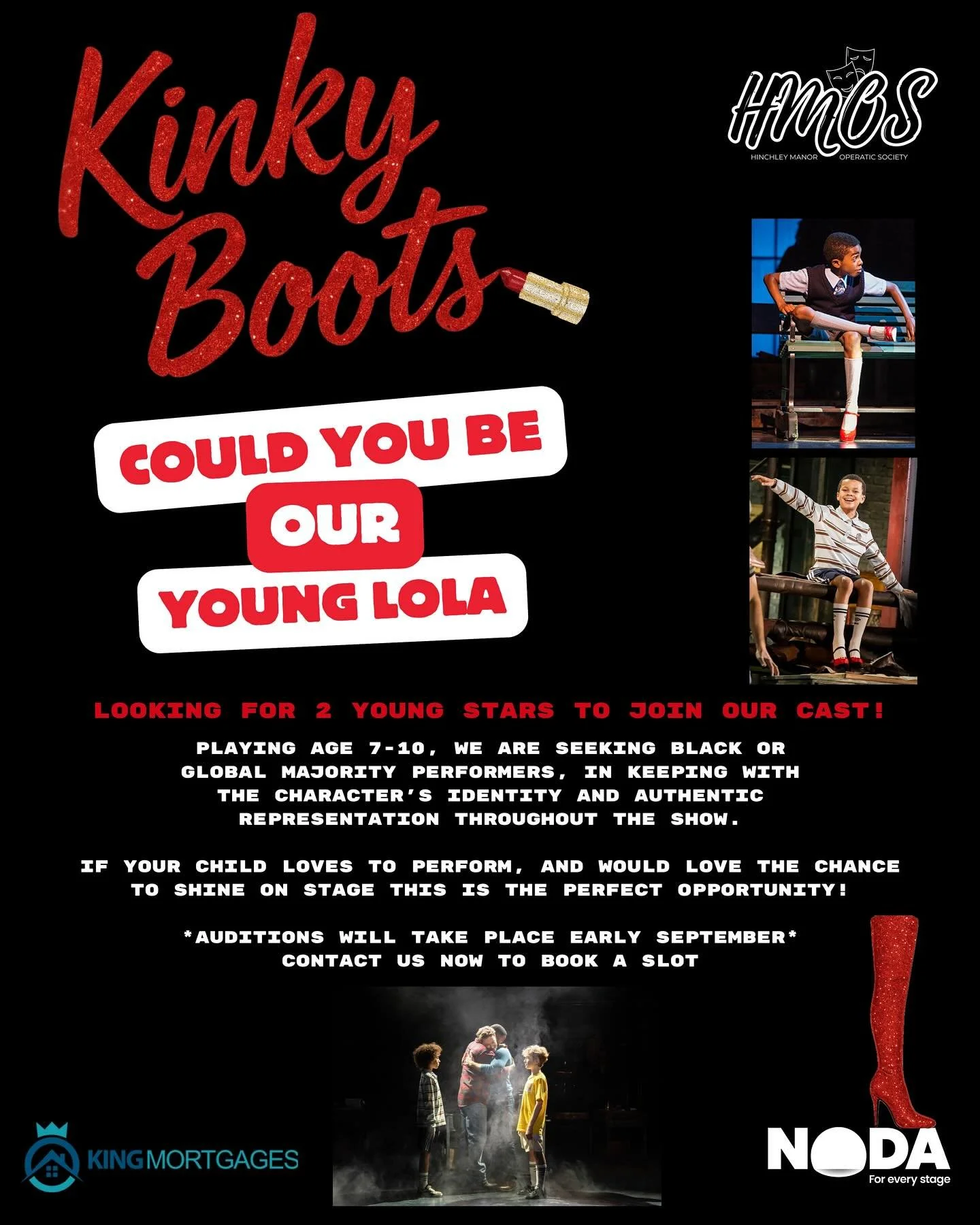 🎭 CASTING CALL! 🎭
COULD YOUR CHILD BE ONE OF OUR YOUNG LOLAS?

We are on the lookout for our two YOUNG LOLA/SIMON&rsquo;s &ndash; a small but mighty role with a huge heart! Our young Charlie&rsquo;s are waiting for you!

⸻

👠 Playing Age: 7&ndash;