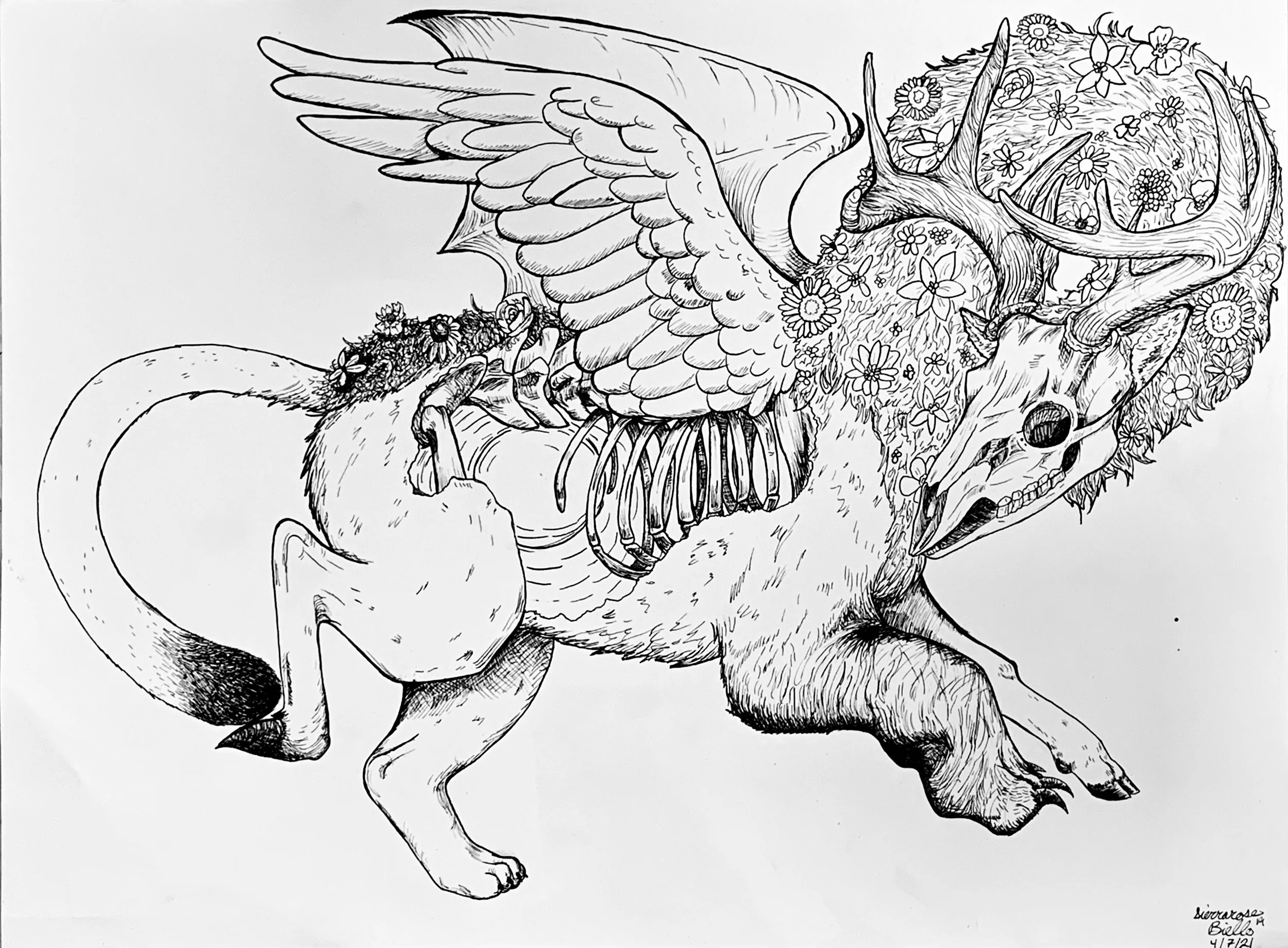 A Forest Spirit.
2021, India Ink.