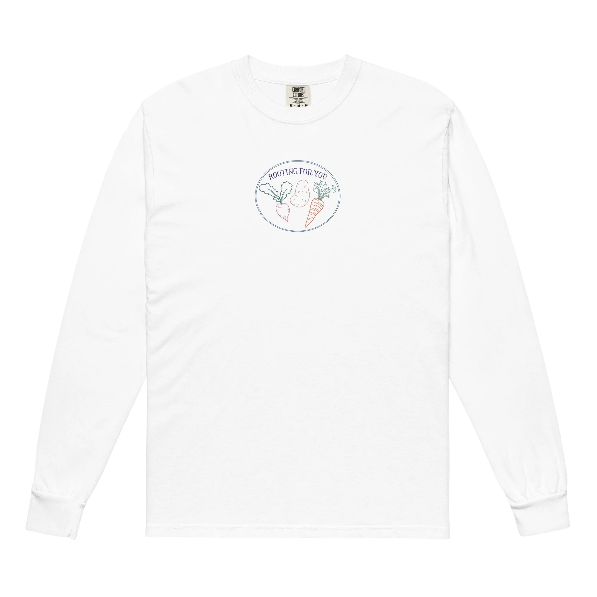 rooting for you (top chest) - adult long sleeve - comfort colors® cotton tee