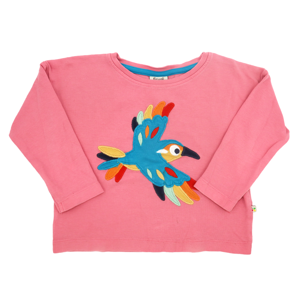 Frugi Langarmshirt Pink mit Papagei Motiv 98/104