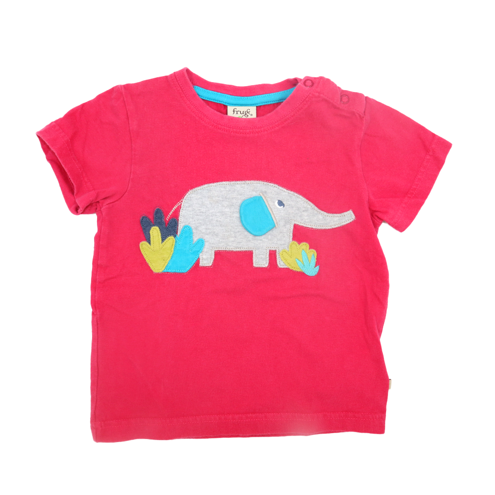 Frugi T-Shirt Rosa mit Elefant Applikation 83/90