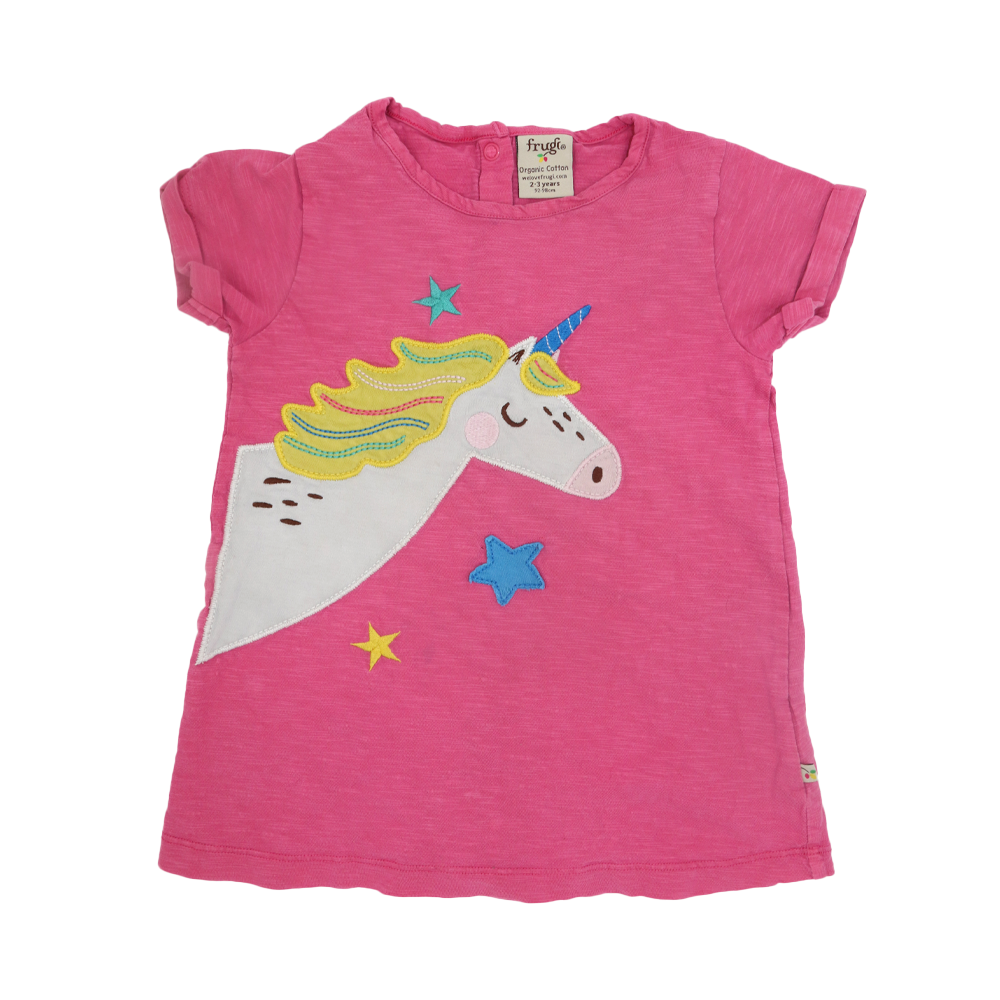 Frugi T-Shirt Pink mit Einhorn Applikation 92/98