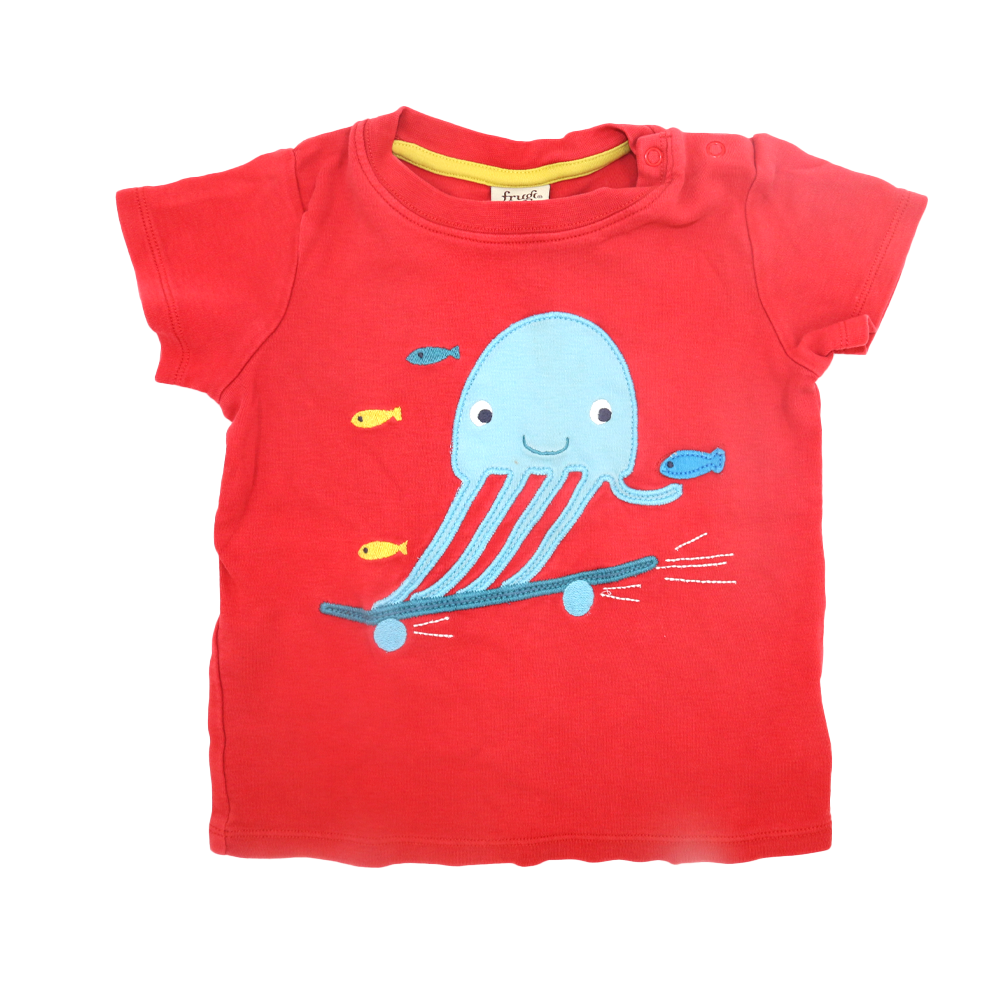 Frugi T-Shirt Rot mit Quallen Applikation 98/104