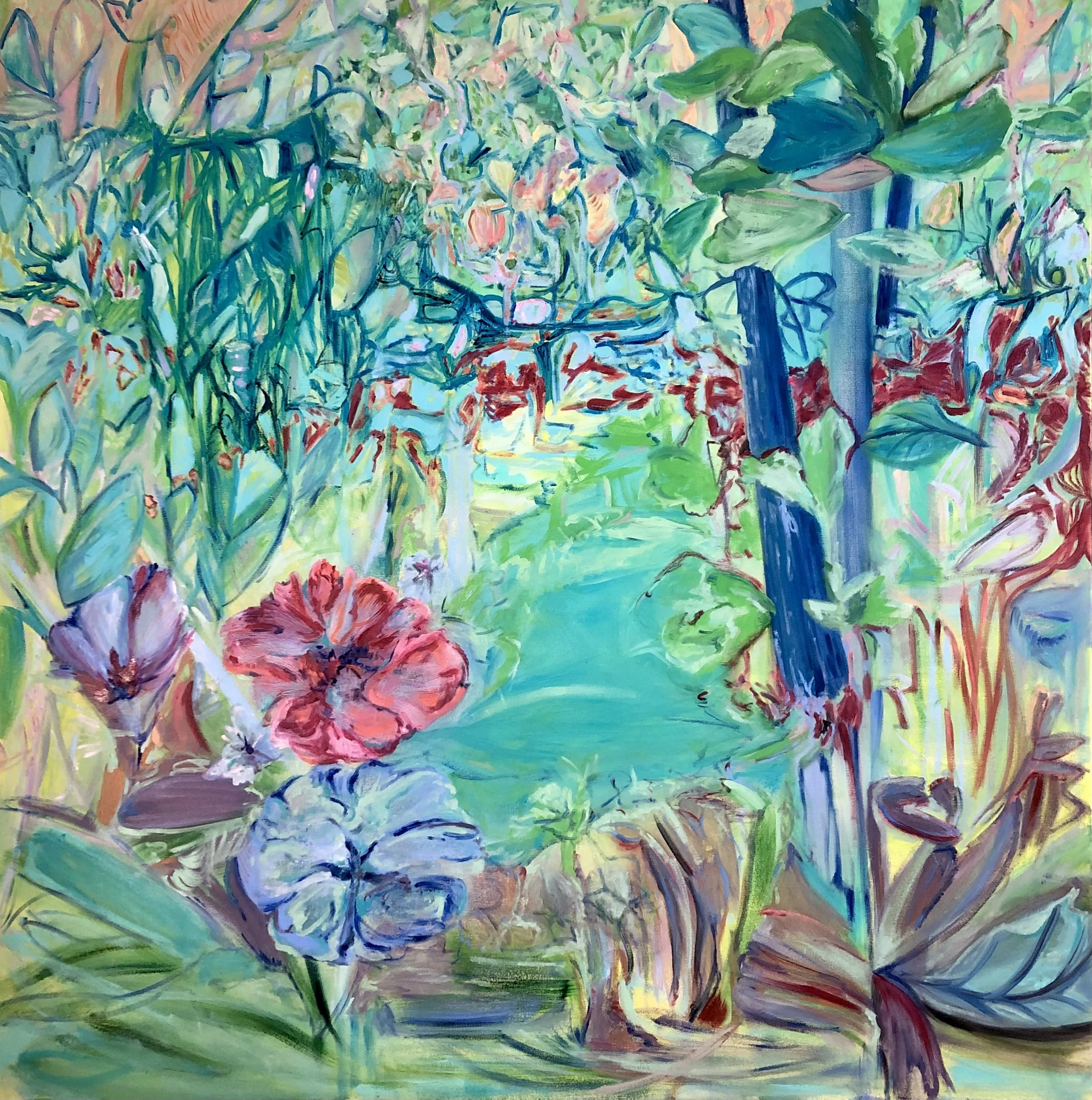 Lagoon. Oil on canvas, 48 X 48 X 1.5 d inches