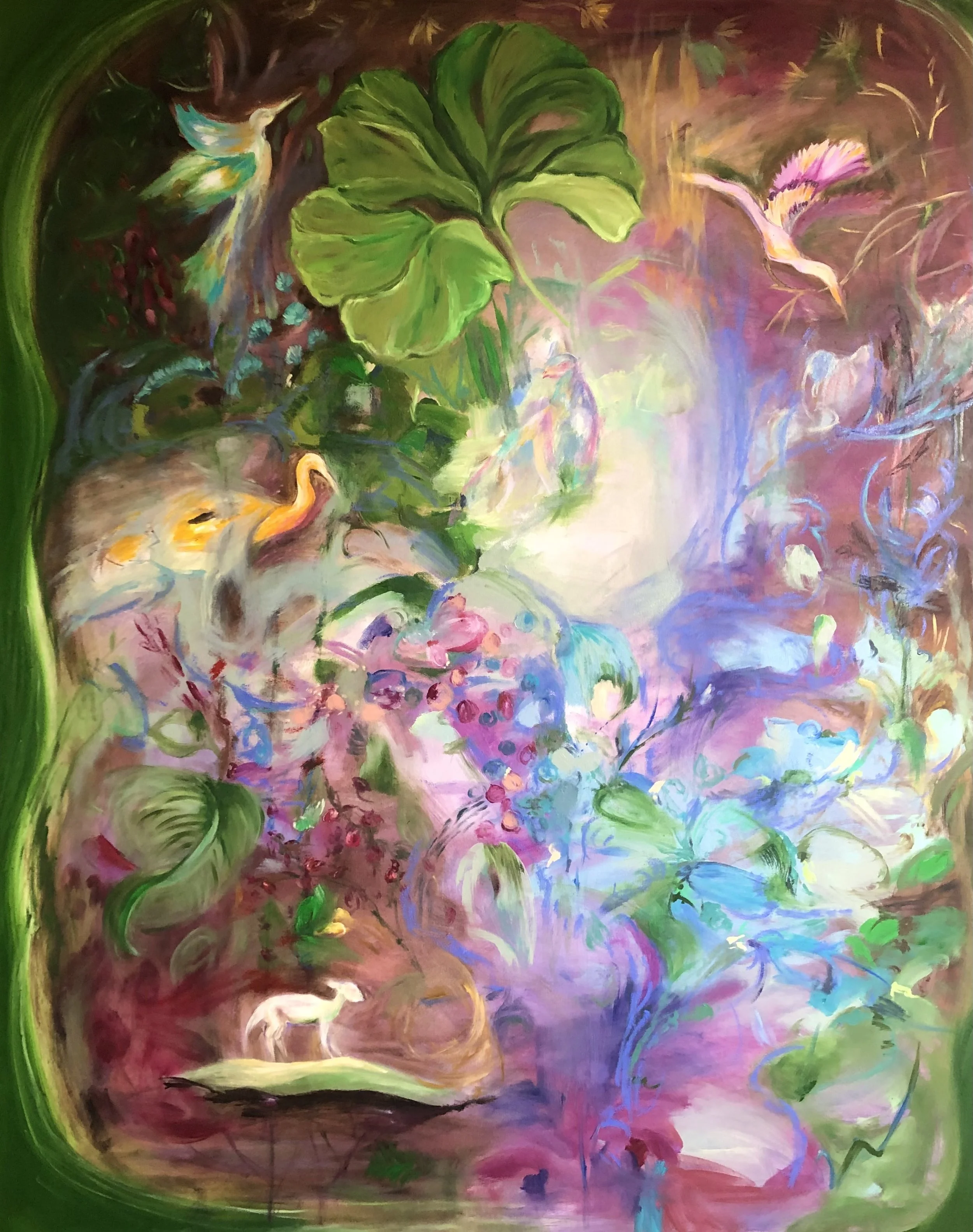 I Want the Fairytale, Oil , oil stick, pastel on canvas, 60 H X 48W X 1.5 D  inches