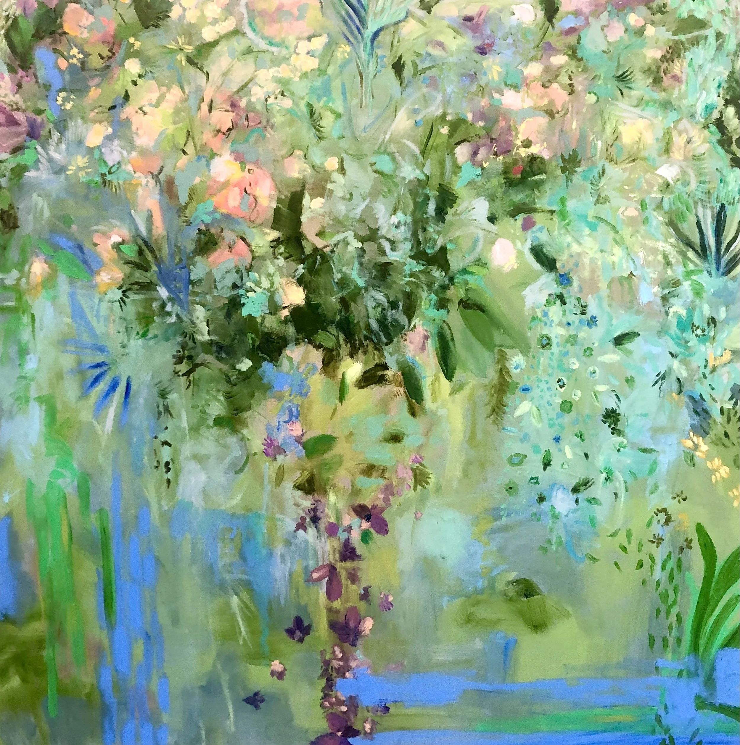 Still. Life, Oil paint and mixed media on canvas. 48 X 48 X 1.5 D inches
