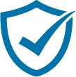 Blue shield with check mark icon
