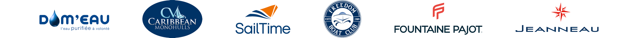 Domeau, Caribbean Monohulls, SailTime, Freedom Boat Club, Fountaine Pajot & Jeanneau Yachts logos