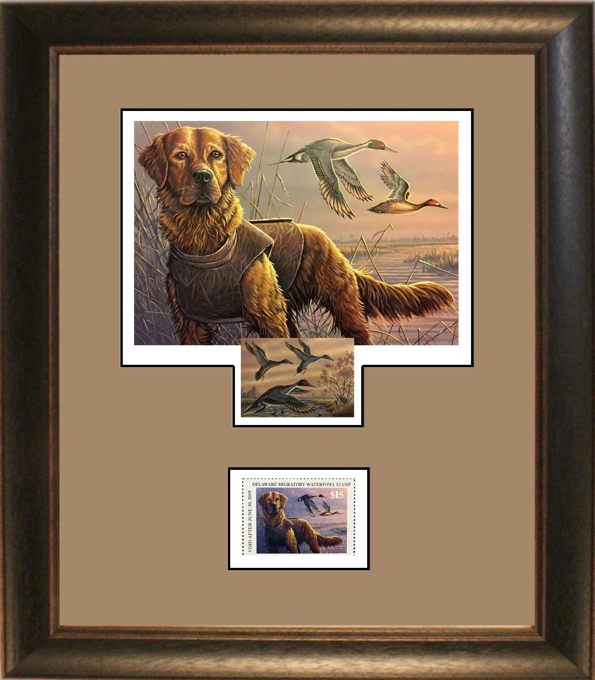 2018 Delaware State Duck Stamp and Artist Proof Prints Framed