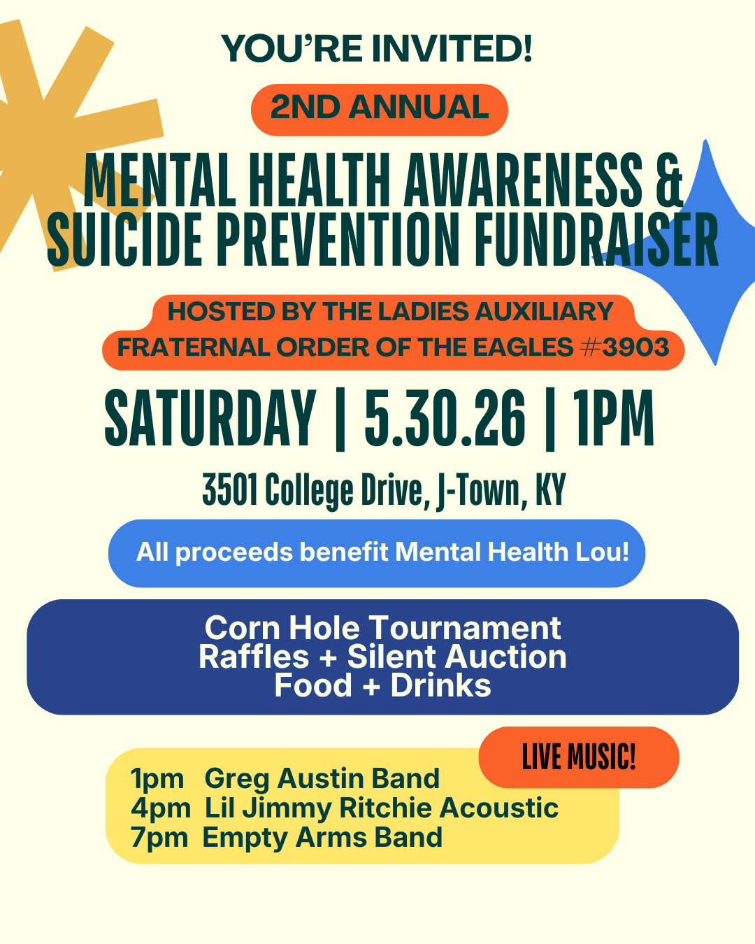 FOE Ladies Auxiliary presents: Mental Health Awareness &amp; Suicide Prevention Fundraiser