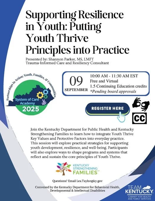 Kentucky Department for Behavioral Health Presents: 2025 System of Care (SOC) Academy