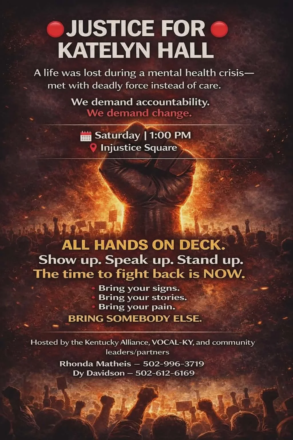 Kentucky Alliance, VOCAL-KY, &amp; community leaders/partners present: Justice for Katelyn Hall