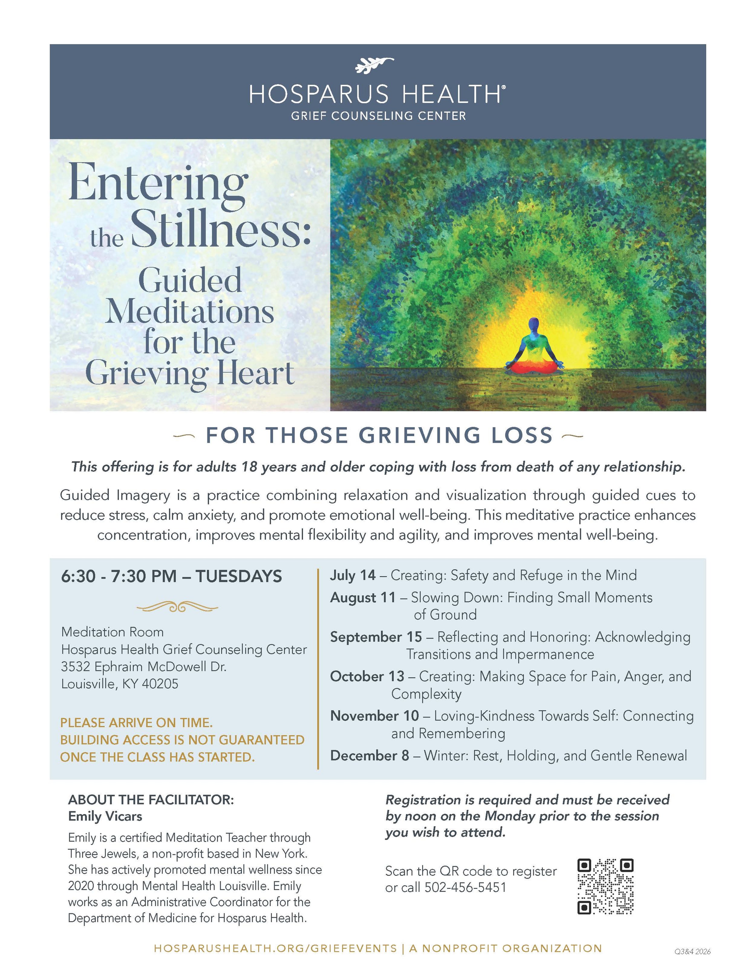 Hosparus Health presents: Entering the Stillness: Guided Meditations for the Grieving Heart 