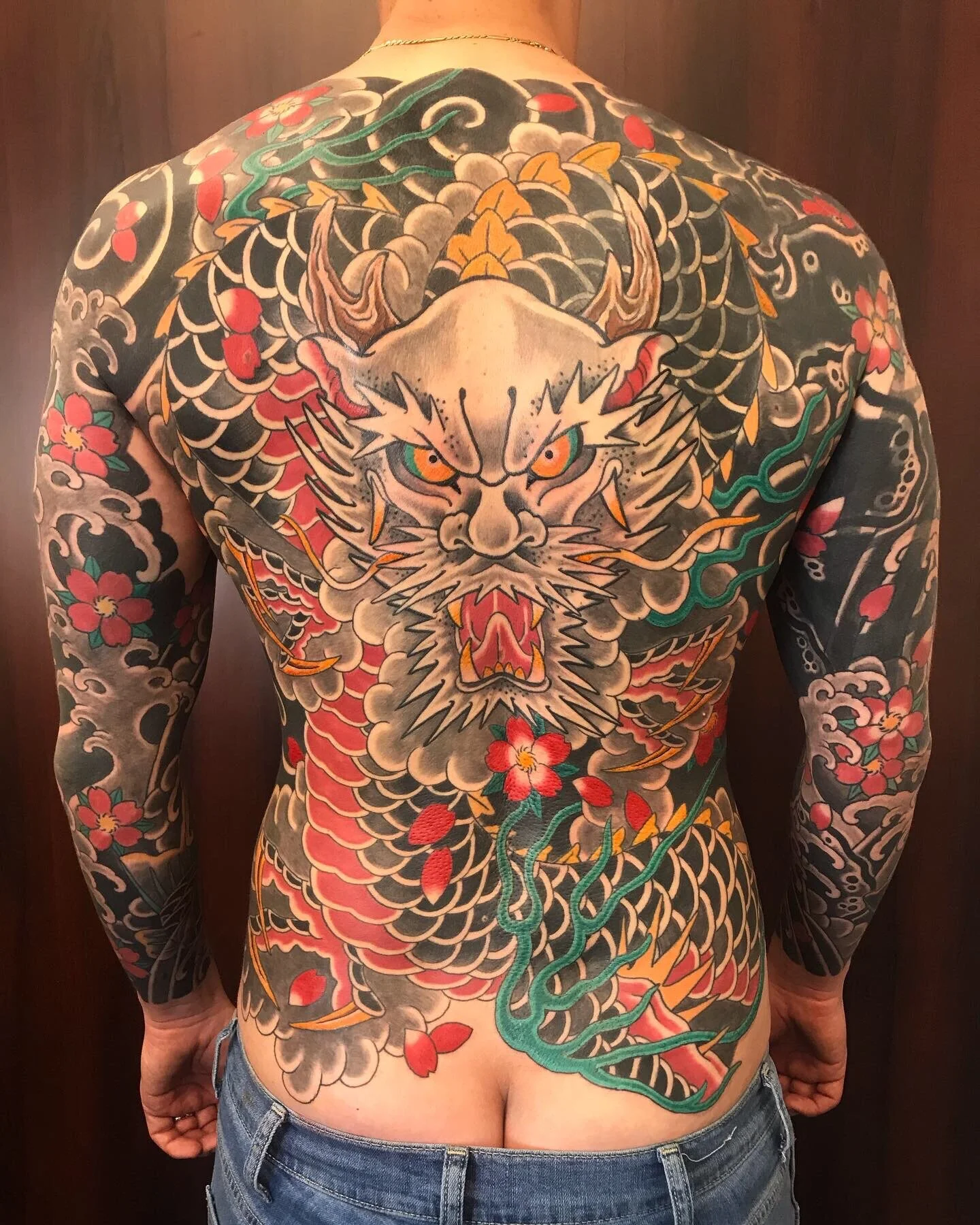 Scott Ellis Japanese dragon tattoo backpiece prague