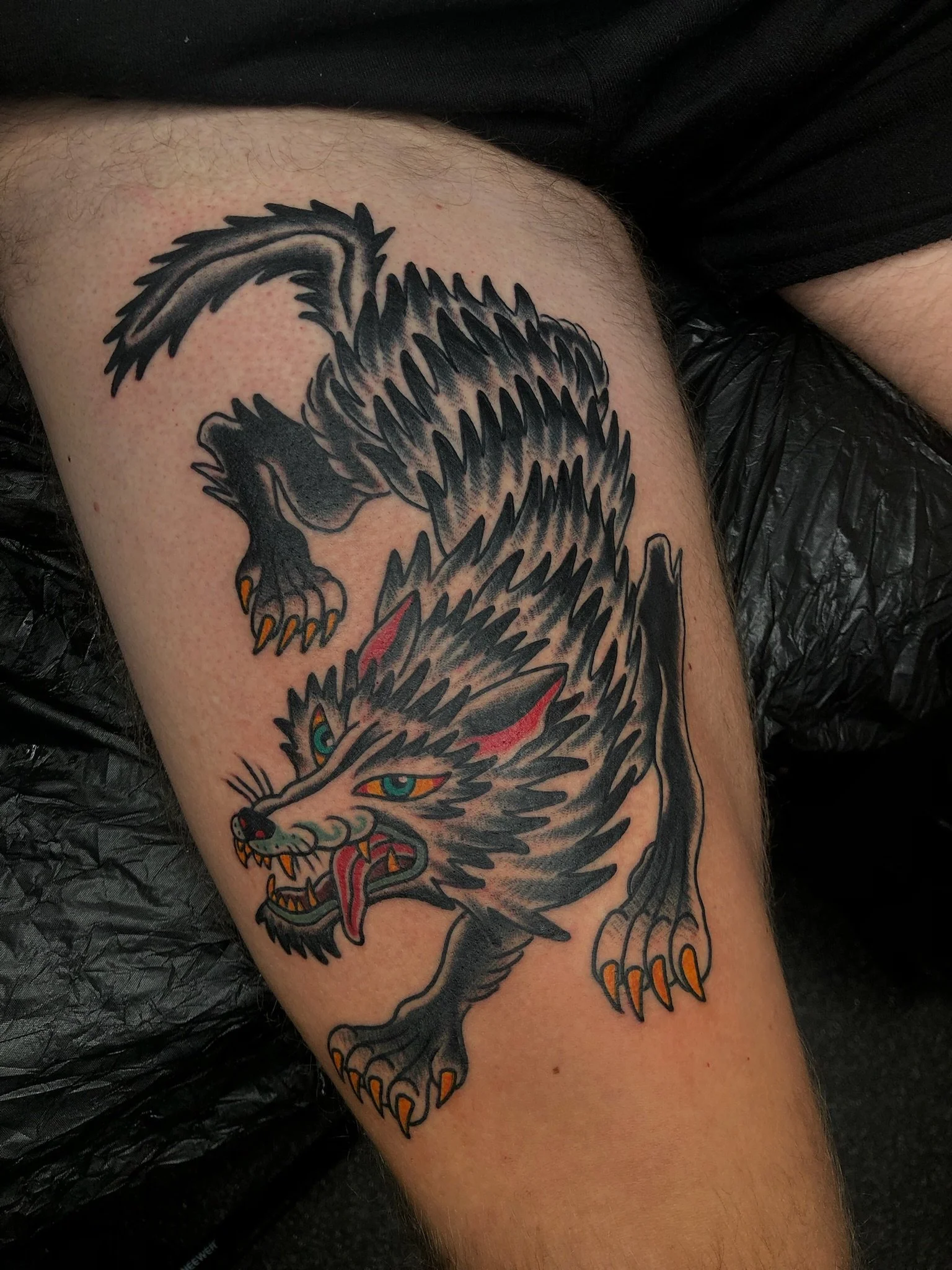 Traditional tattoo Vojta Balej wolf prague 