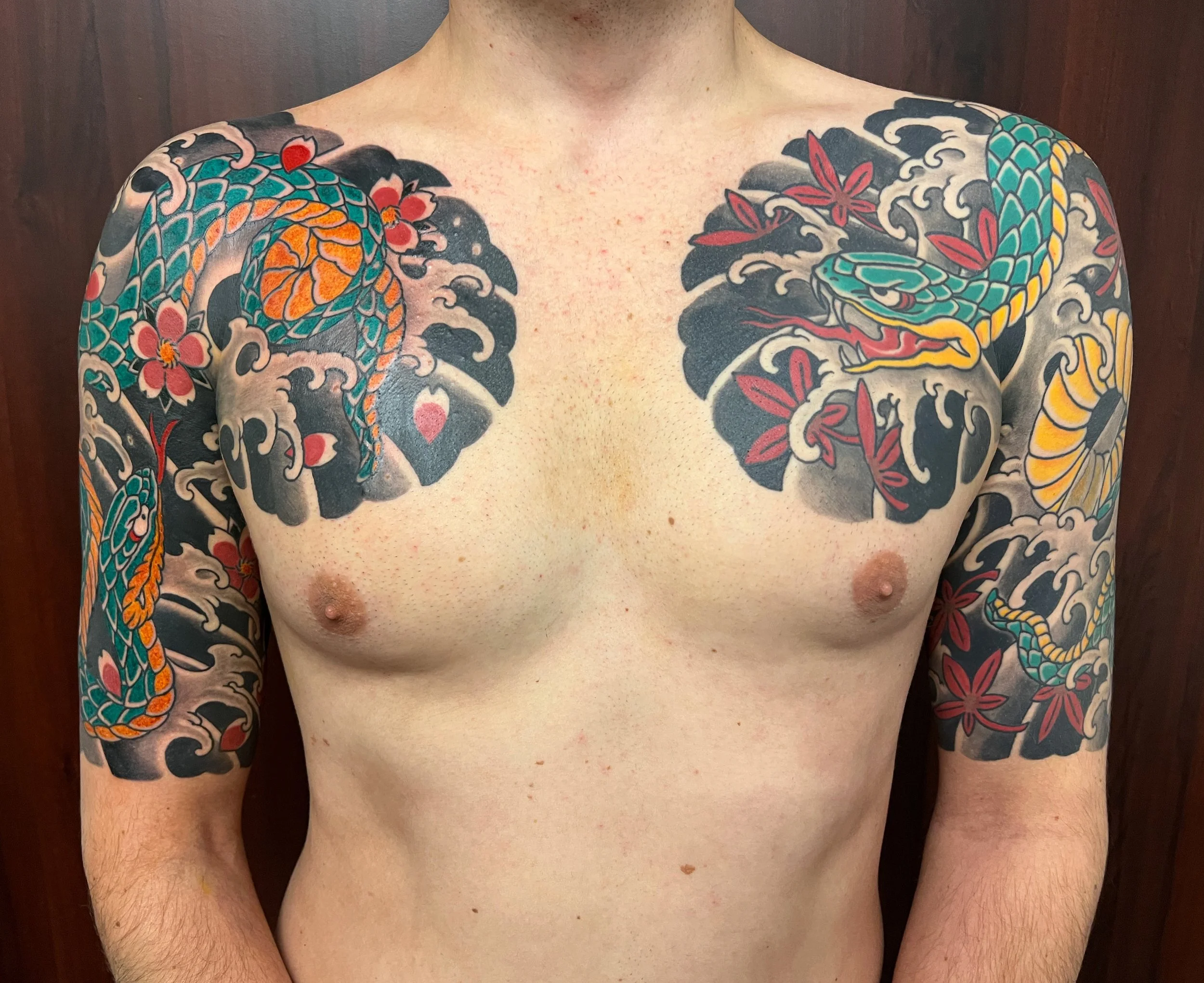 Japanese snake Tattoo sleeve Scott Ellis prague