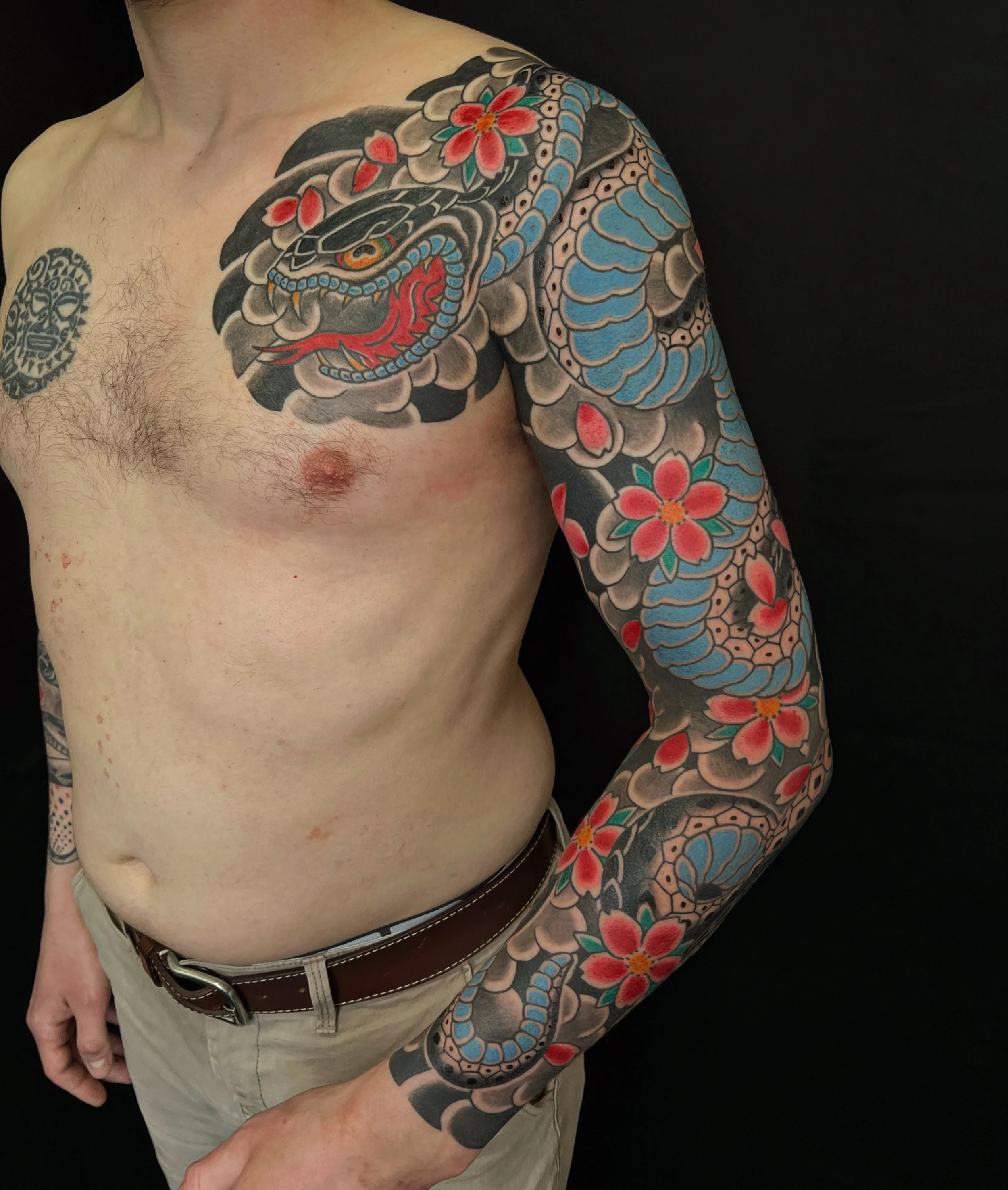 Japanese snake Tattoo sleeve Scott Ellis Prague