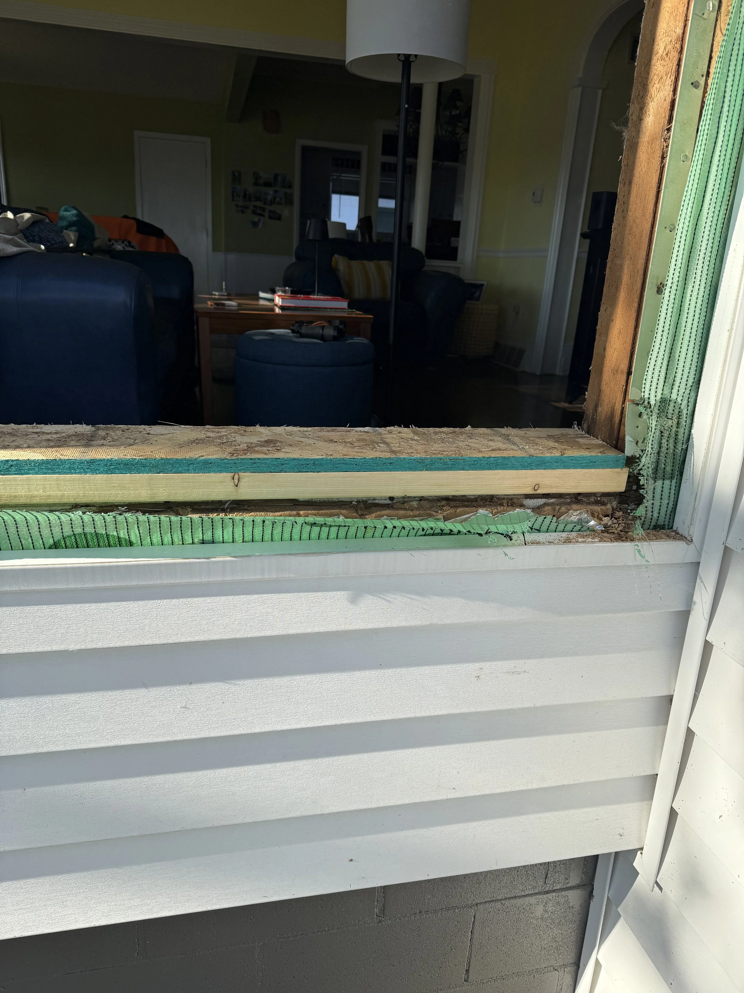 Window framing before flashing on a Lake Pepin home in Lake City, MN