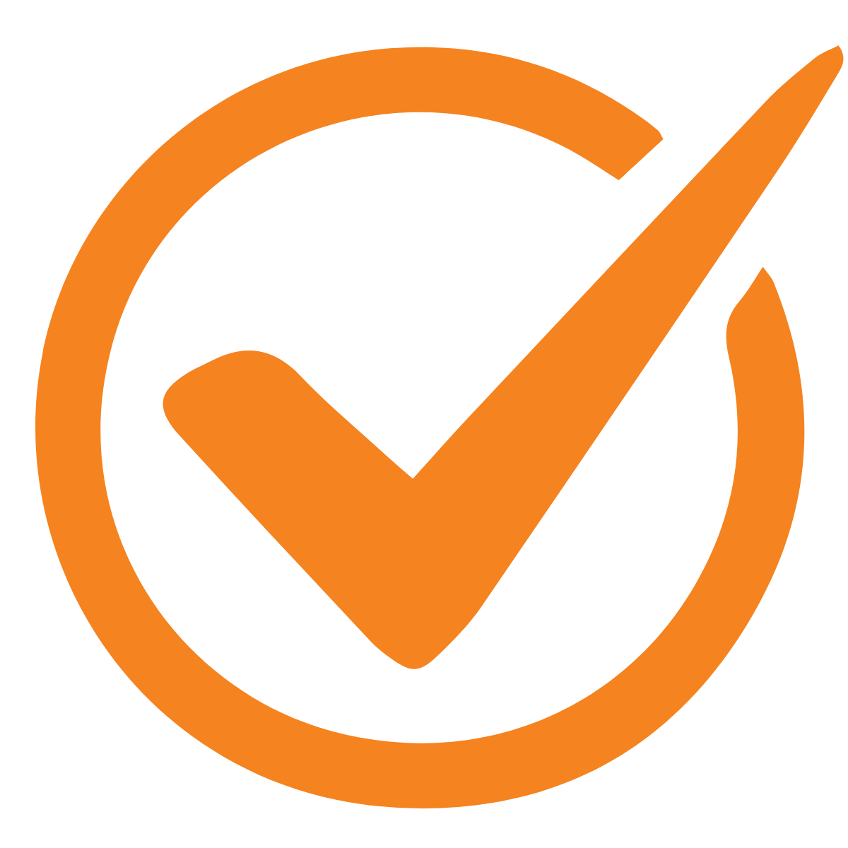 Orange checkmark with a circle around it
