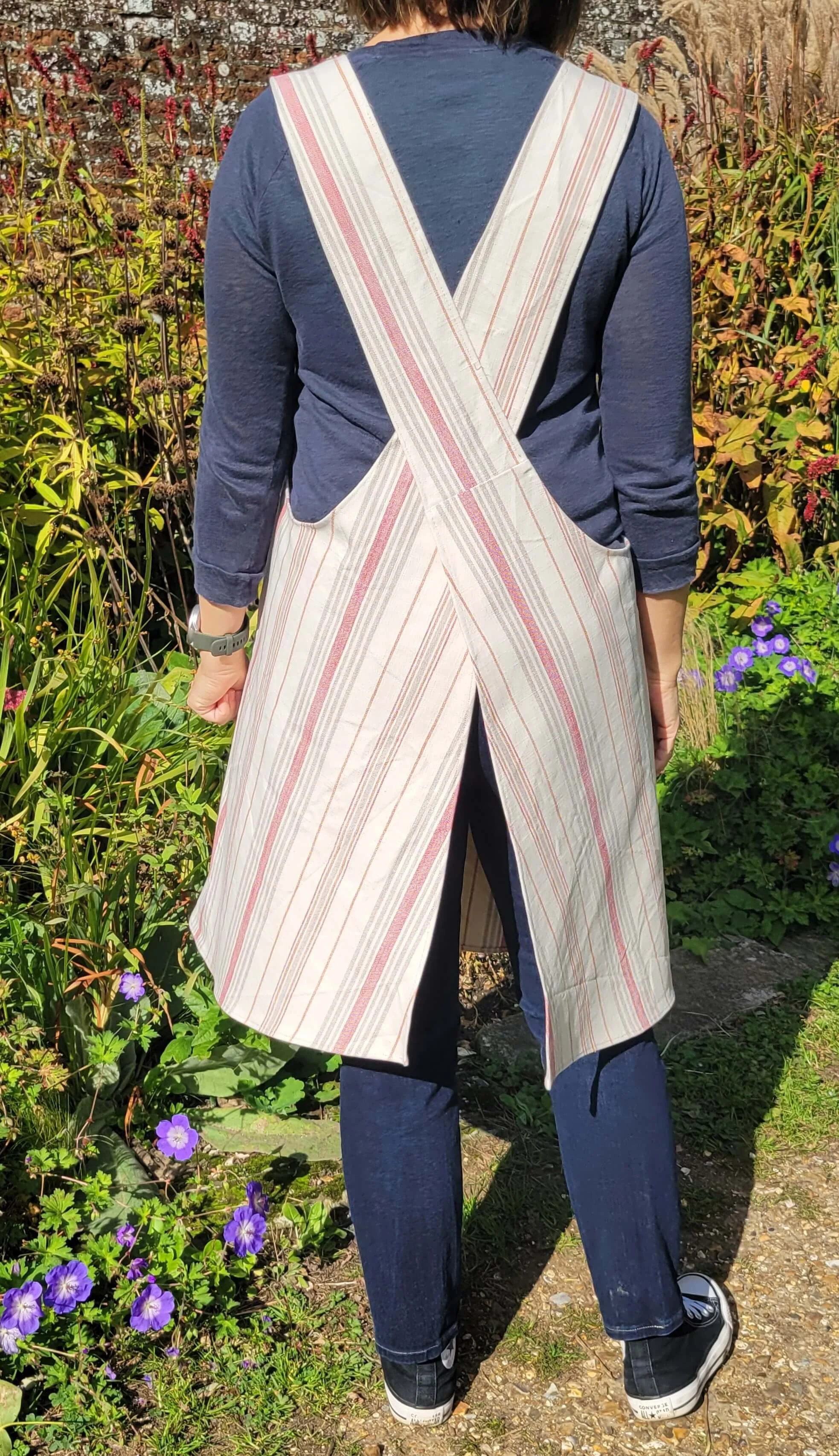 Stripe and floral Japanese style artisan apron.jpg