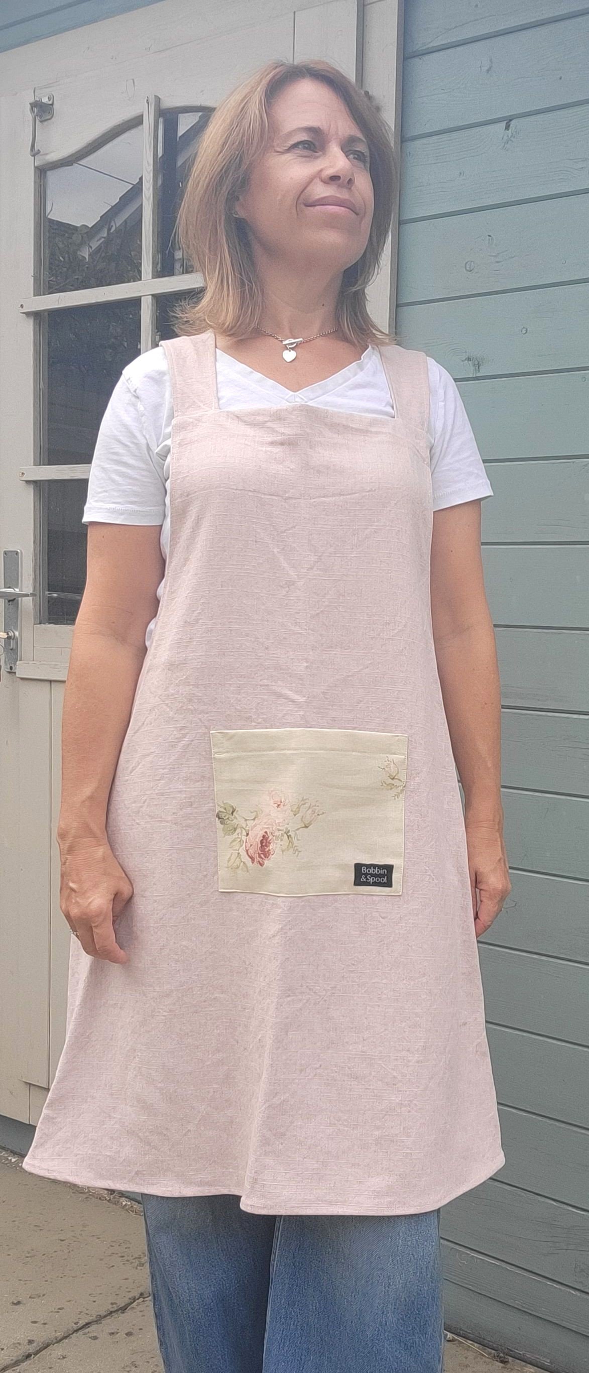 Pink Linen Rose Japanese Style Apron.jpg