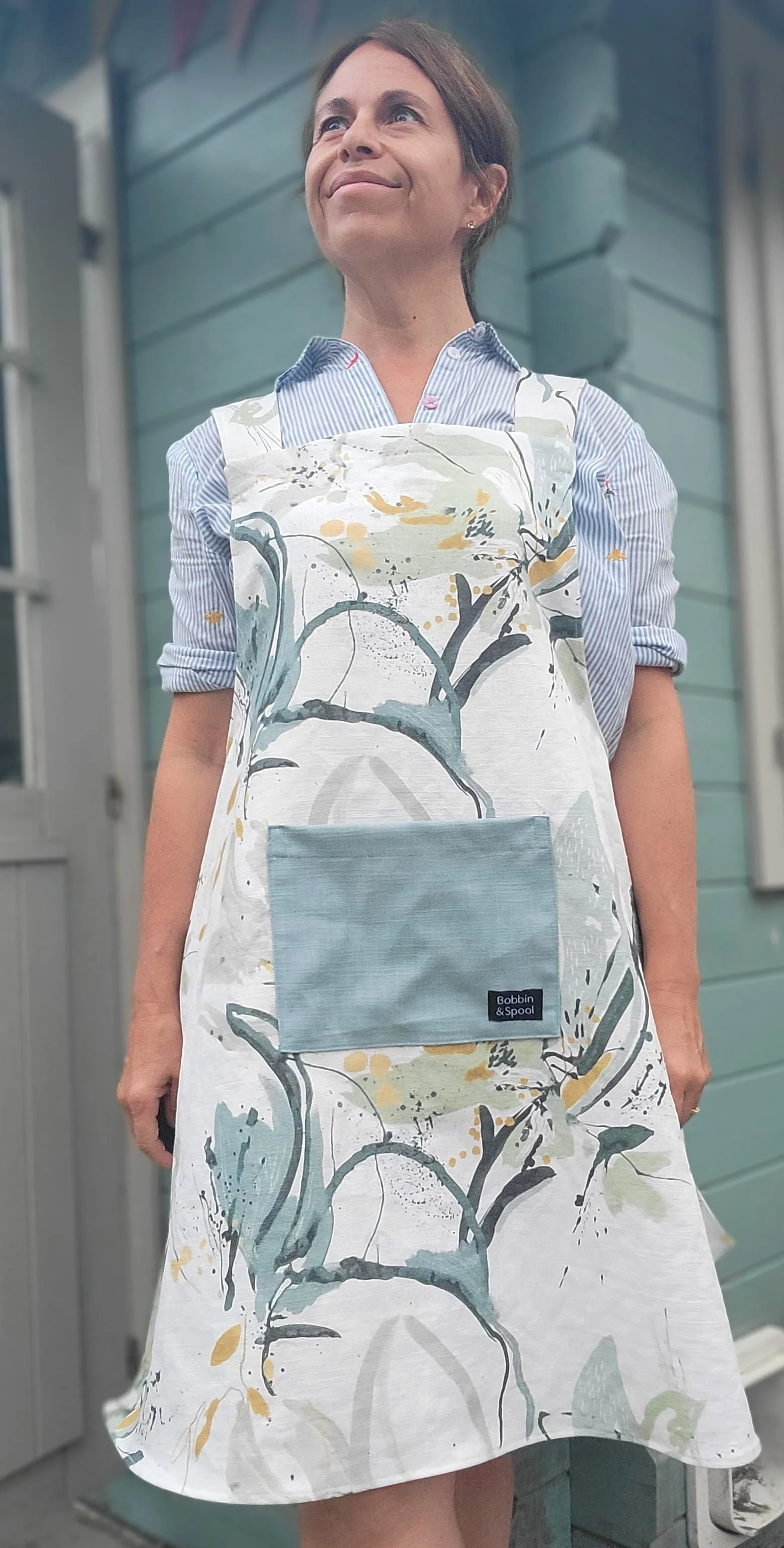 Green splash Japanese style apron.jpg