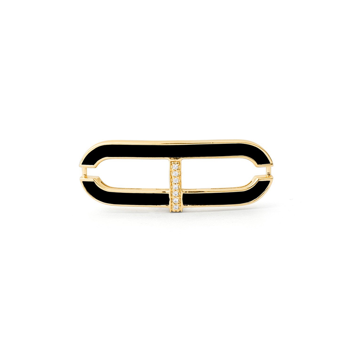 Motivo Central Oro 18K con Esmalte Negro y Diamantes