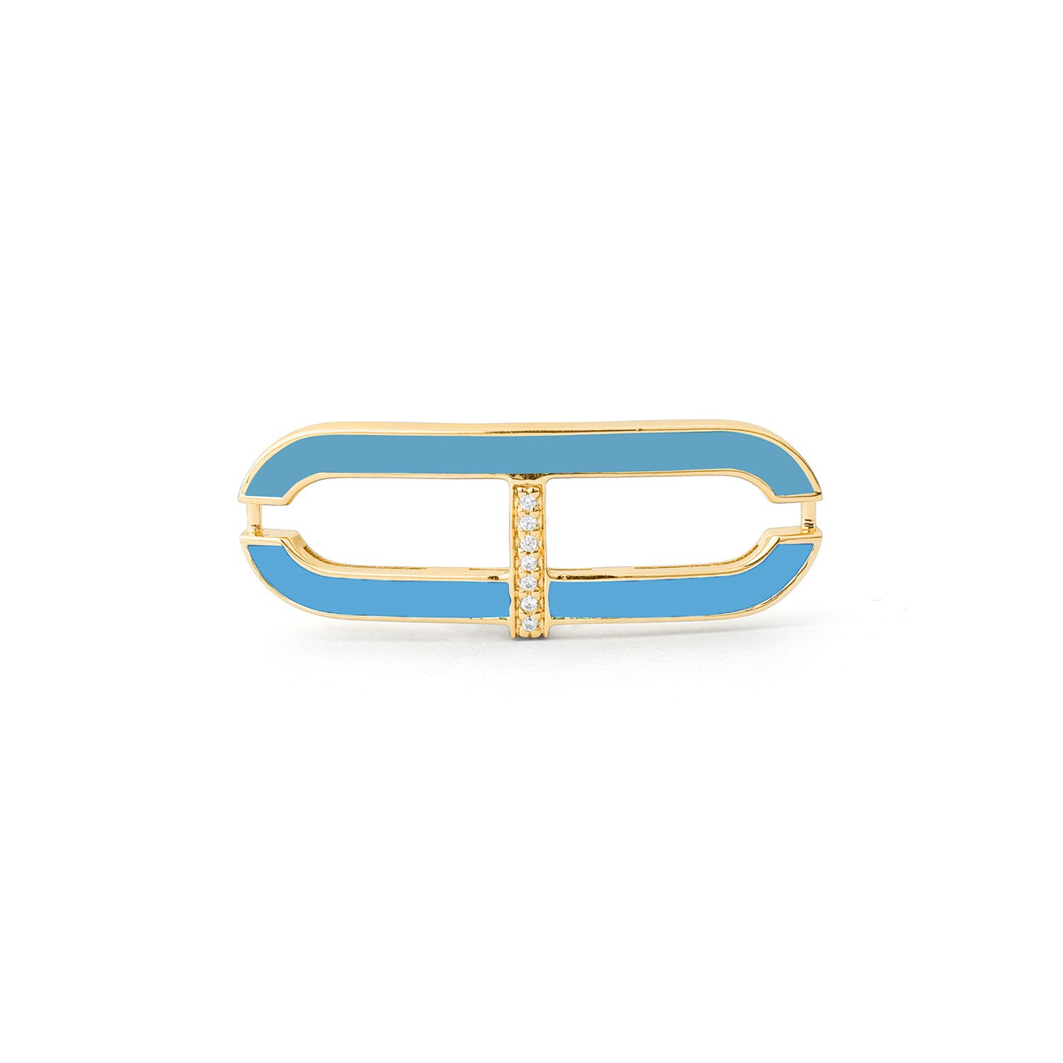 Motivo Central Oro 18K con Esmalte Azul Claro y Diamantes
