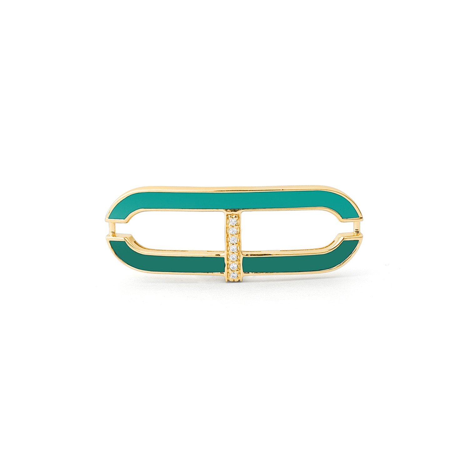 Motivo Central Oro 18K con Esmalte Verde Oscuro y Diamantes