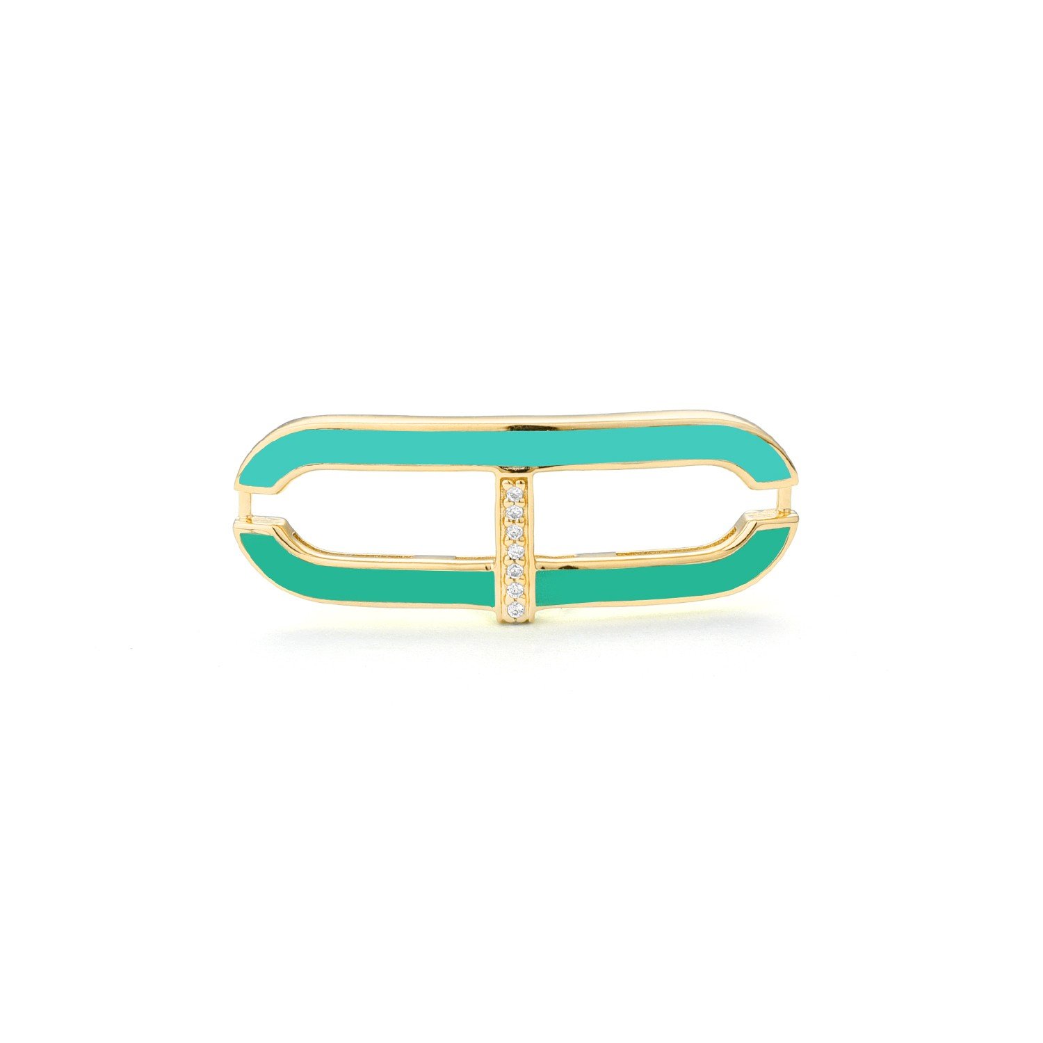 Motivo Central Oro 18K con Esmalte Verde Claro y Diamantes