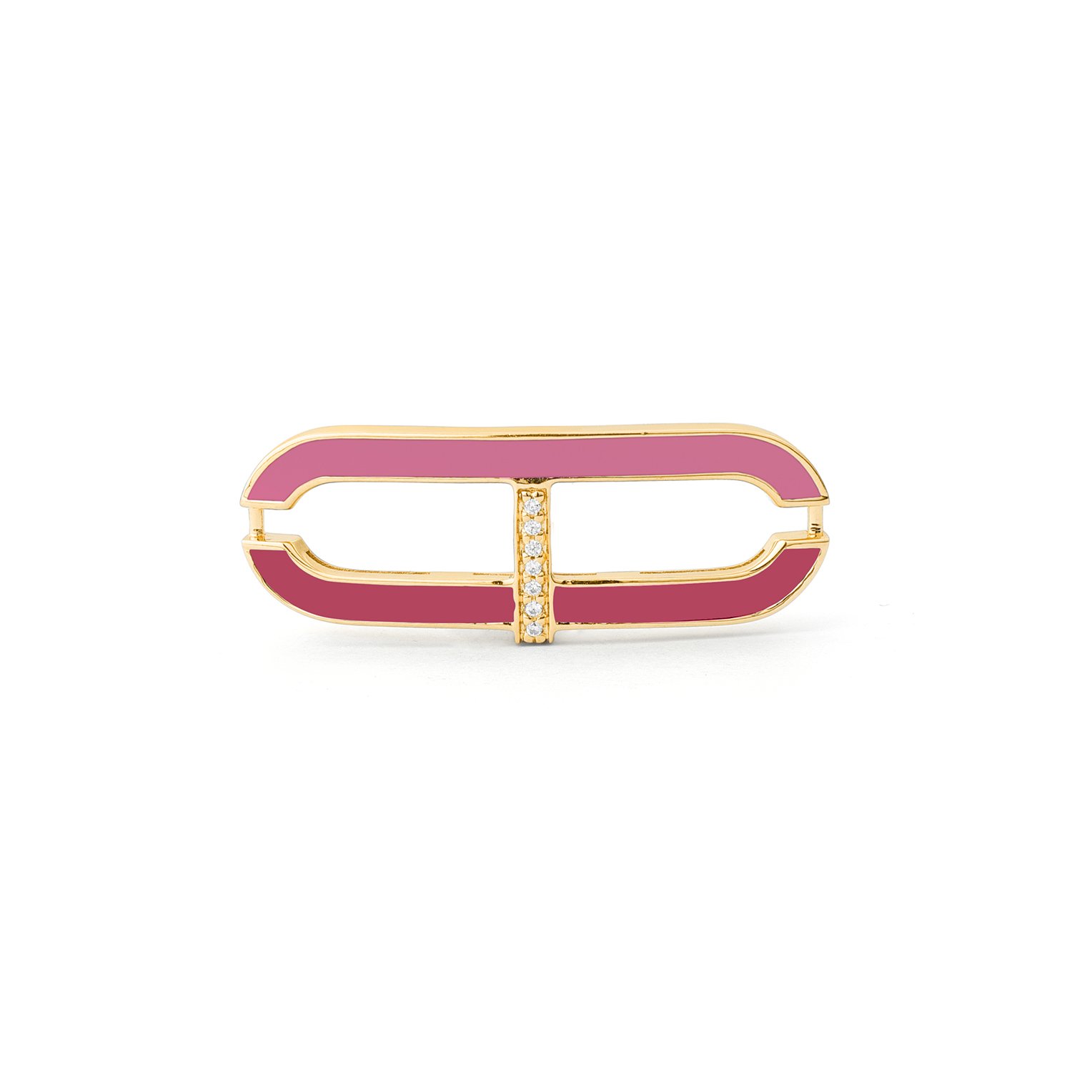 Motivo Central Oro 18K con Esmalte Rosa Oscuro y Diamantes