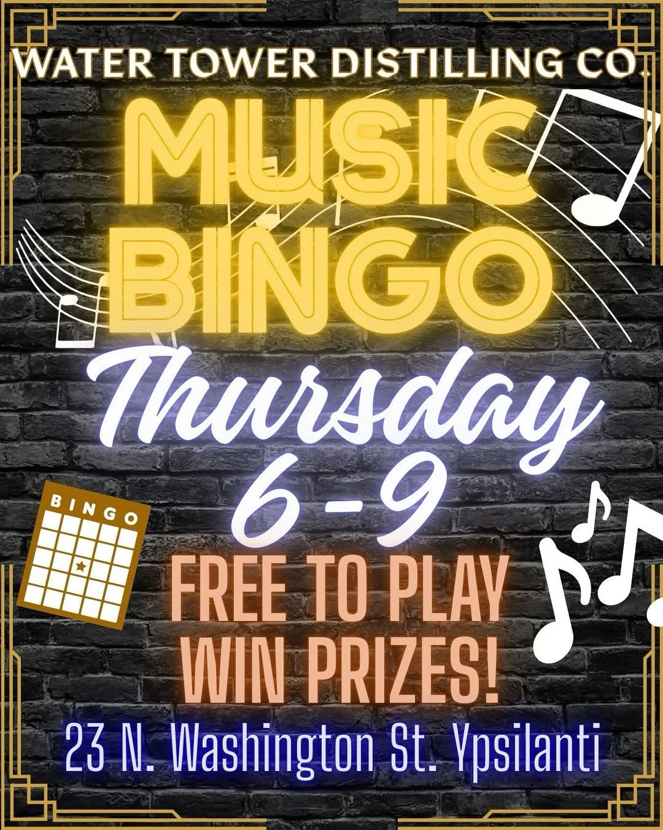 Reminder that we have Karaoke tonight 7-10PM and tomorrow we have Music Bingo from 6-9PM. Both no cover and free to play. Happy Hour 4-6PM both days. Hope you check us out 😎🥳🍸🥃

23 N Washington St Downtown Ypsilanti 

#watertowerdistillingco #wat