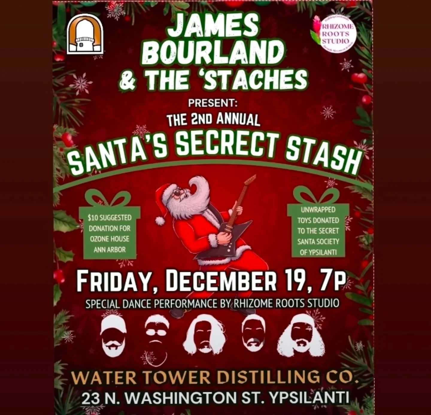 Reminder that Friday Dec 19 is our Christmas Fundraiser and Toy Drive.
All donations go to @ozone_house
Bring unwrapped toys for @secretsantasocietyypsi to give to local families.
@rhizome_roots_studio will be doing a dance performance
And of course 