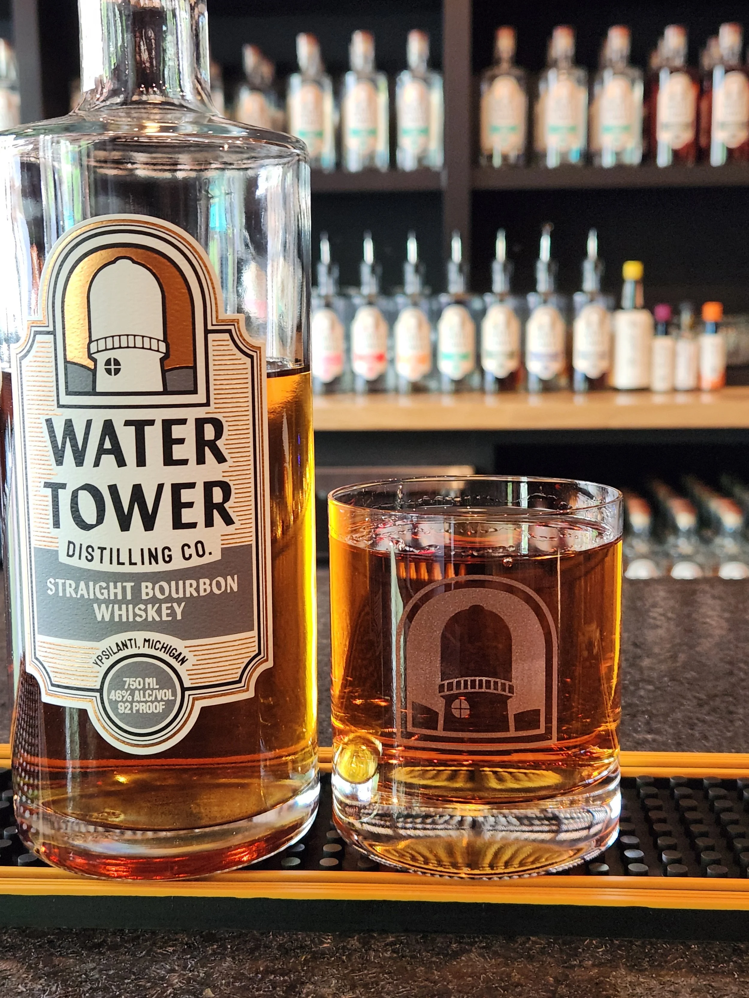 Water Tower Distilling Co. Branded Rocks Glass