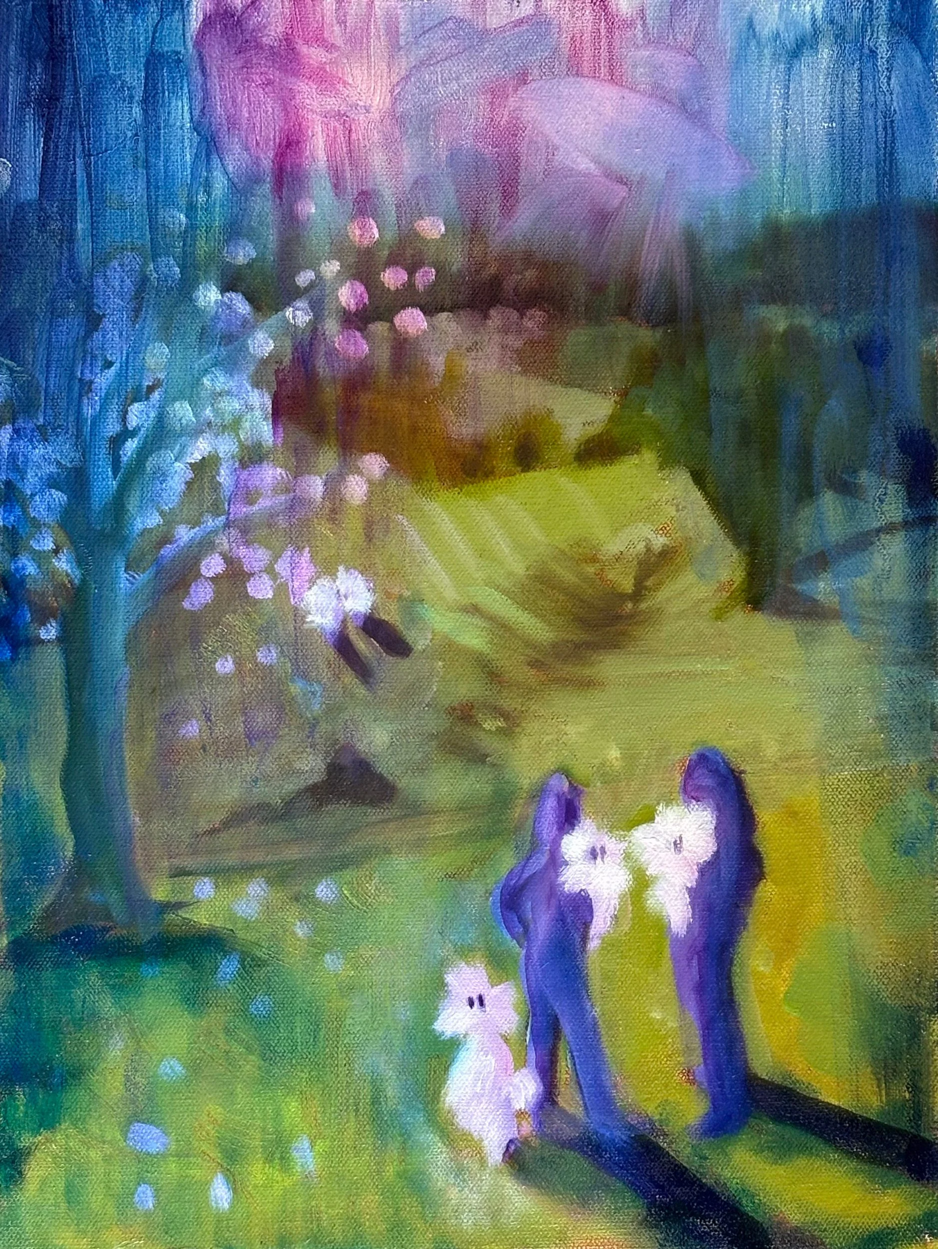 Spring Poodles, 2024-2026, Oil on canvas, 16 x 12 in.