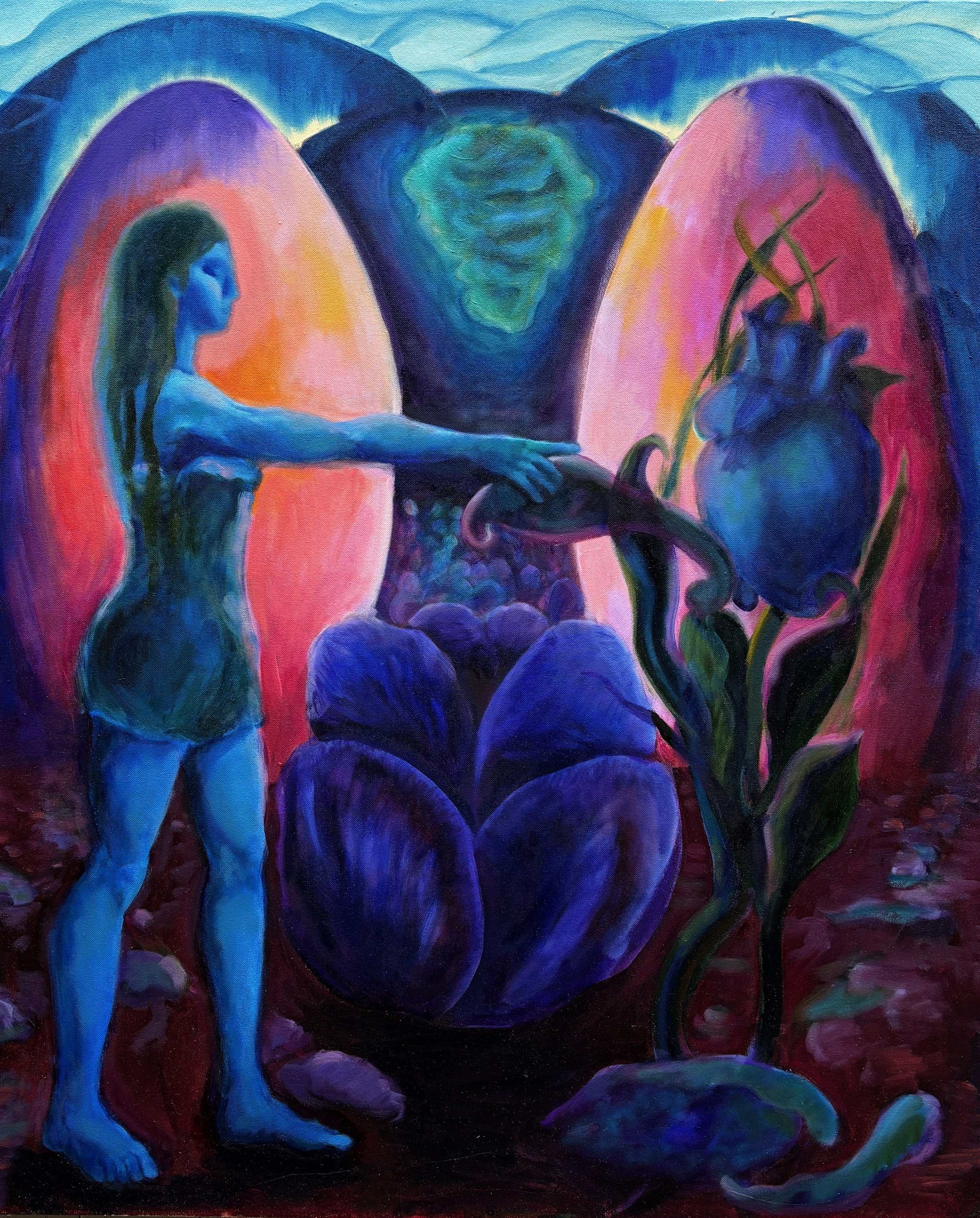 Blue Field, 2025, Oil on canvas, 32 x 27 in