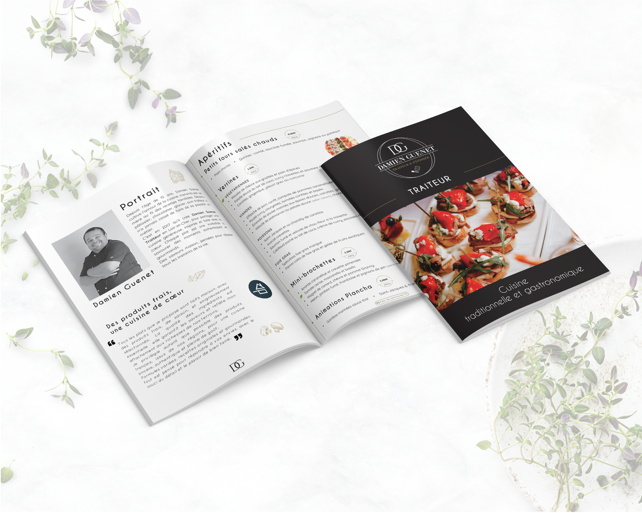 brochure traiteur Damien Guenet Châteaudun publicité communication restaurant Eure-et-Loir