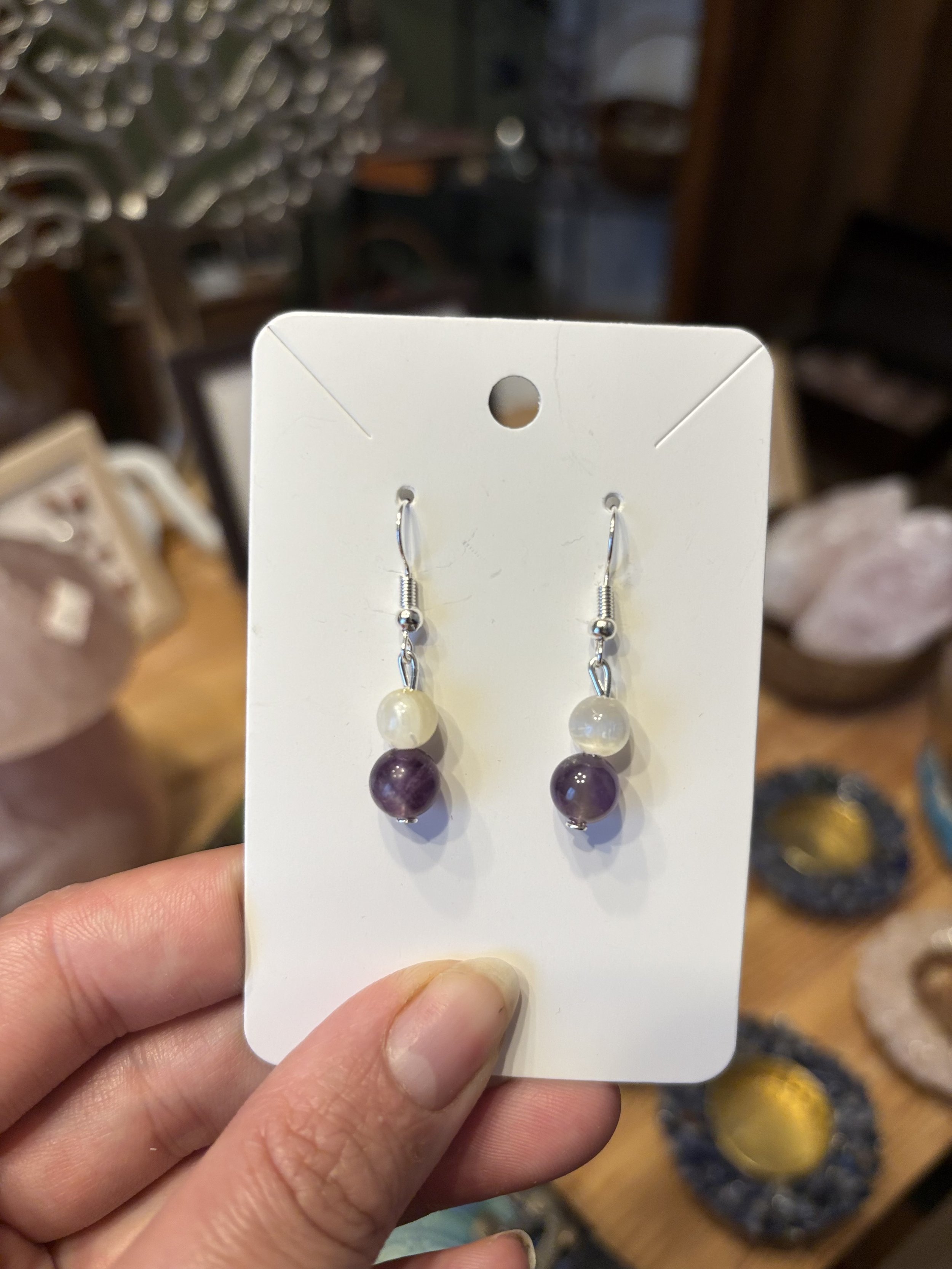 Boucles d’oreilles Amethsyte & sélénite