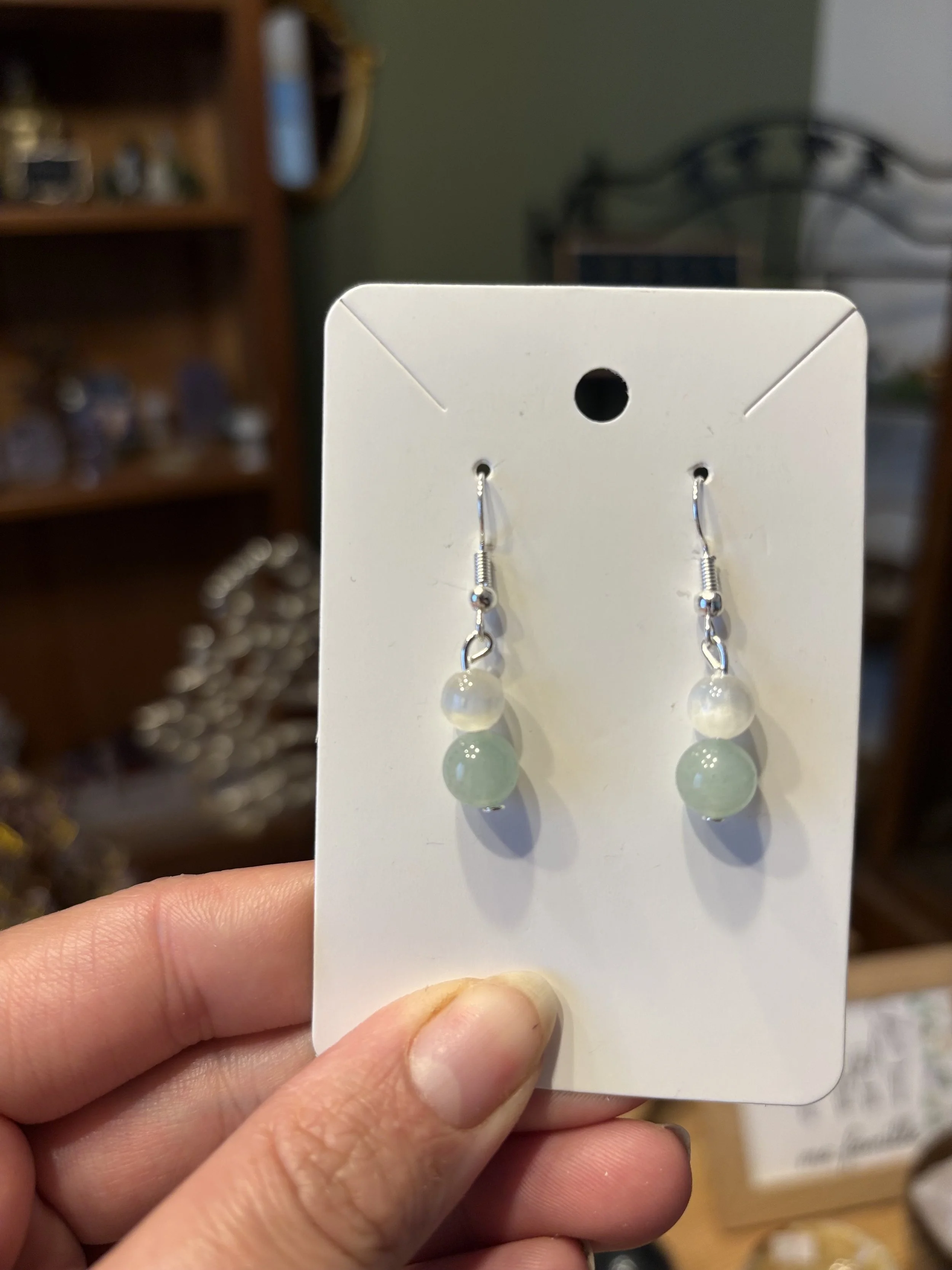 Boucles d’oreilles Aventurine & sélénite