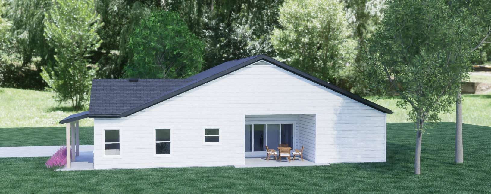 White Cottage Ranch exterior rendering 2