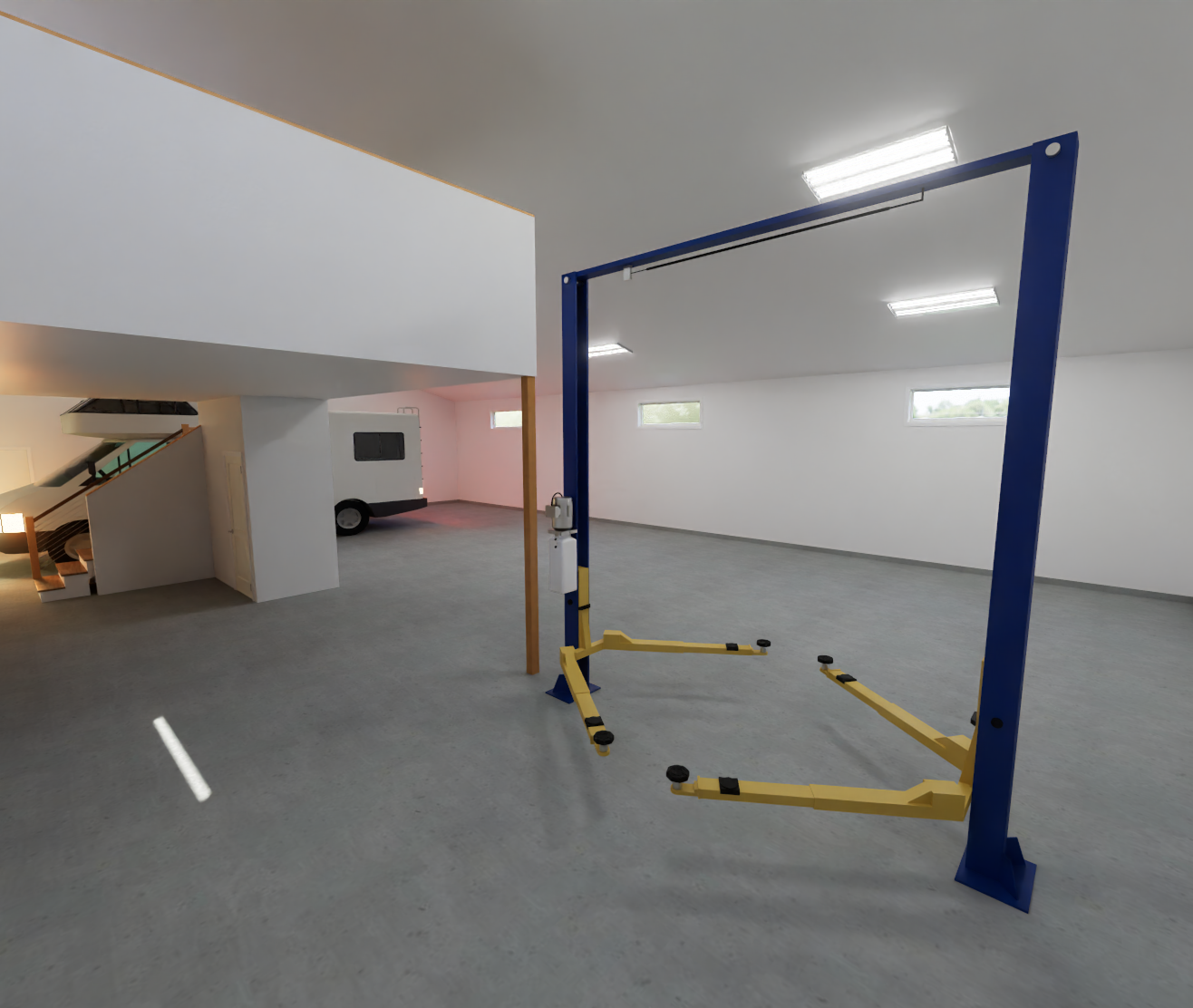 Interior rendering of RV Workshop, view 2.