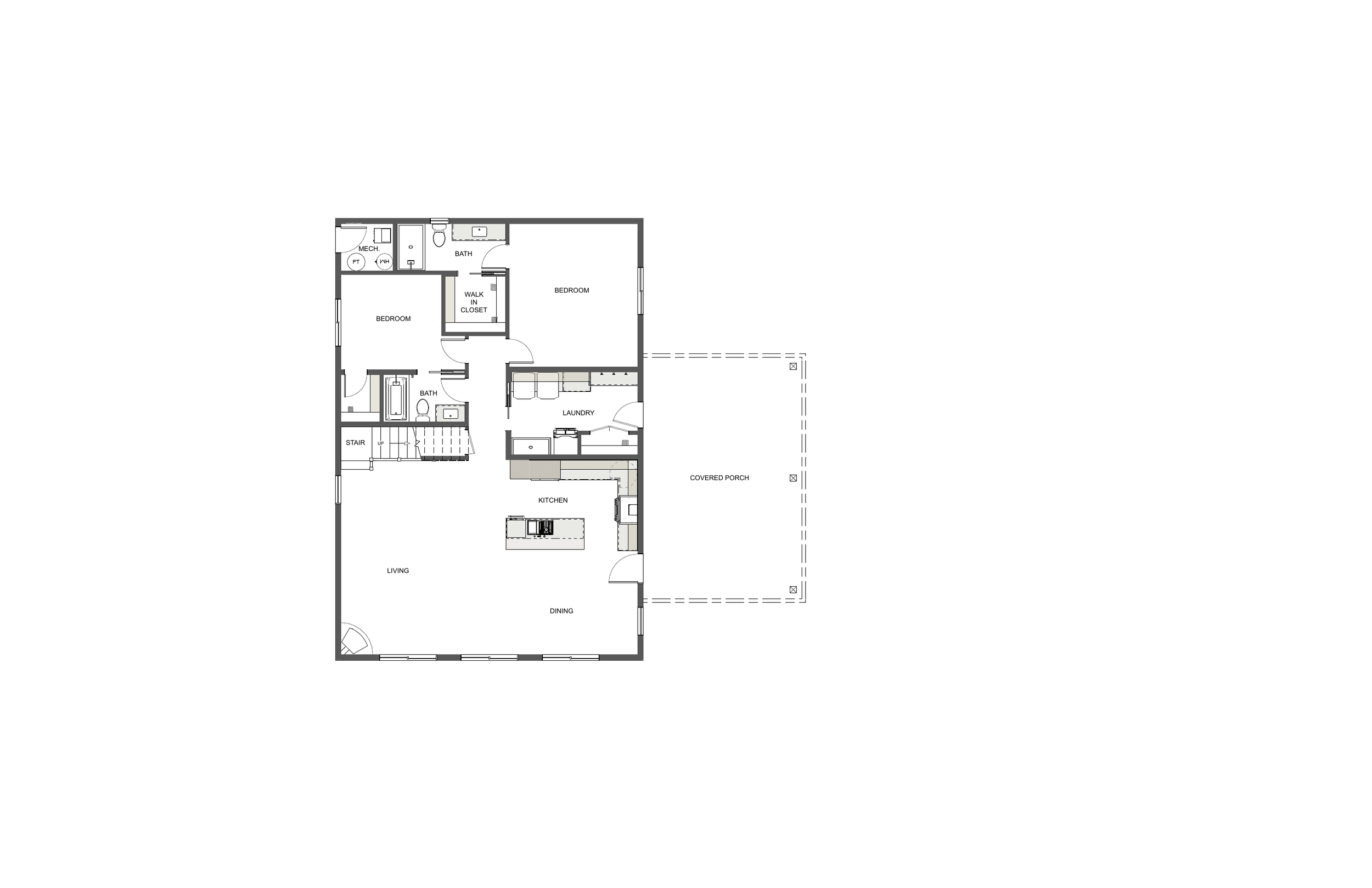 Main level floor plan for Timber Porch Cottage.