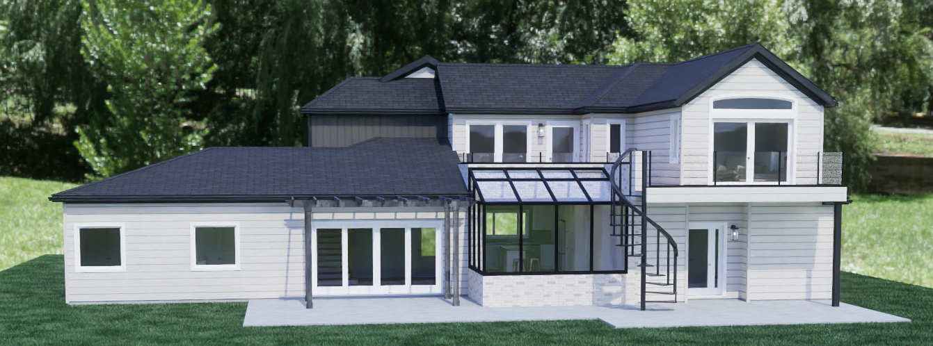 Exterior rendering of Two Story Transitional, view 2.