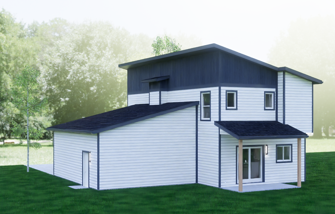 Exterior rendering of Shed Roof Modern, view 2.